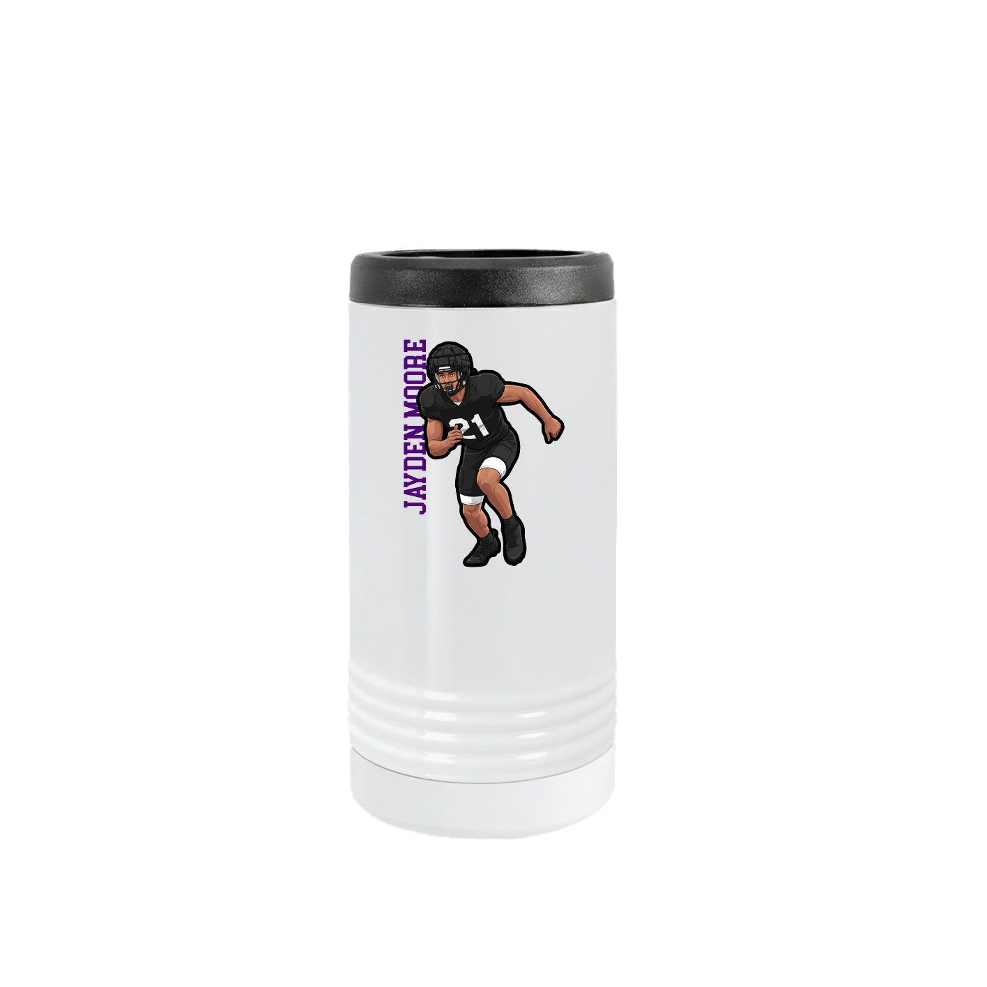 Slim Beverage Holder — Name Vertical in White