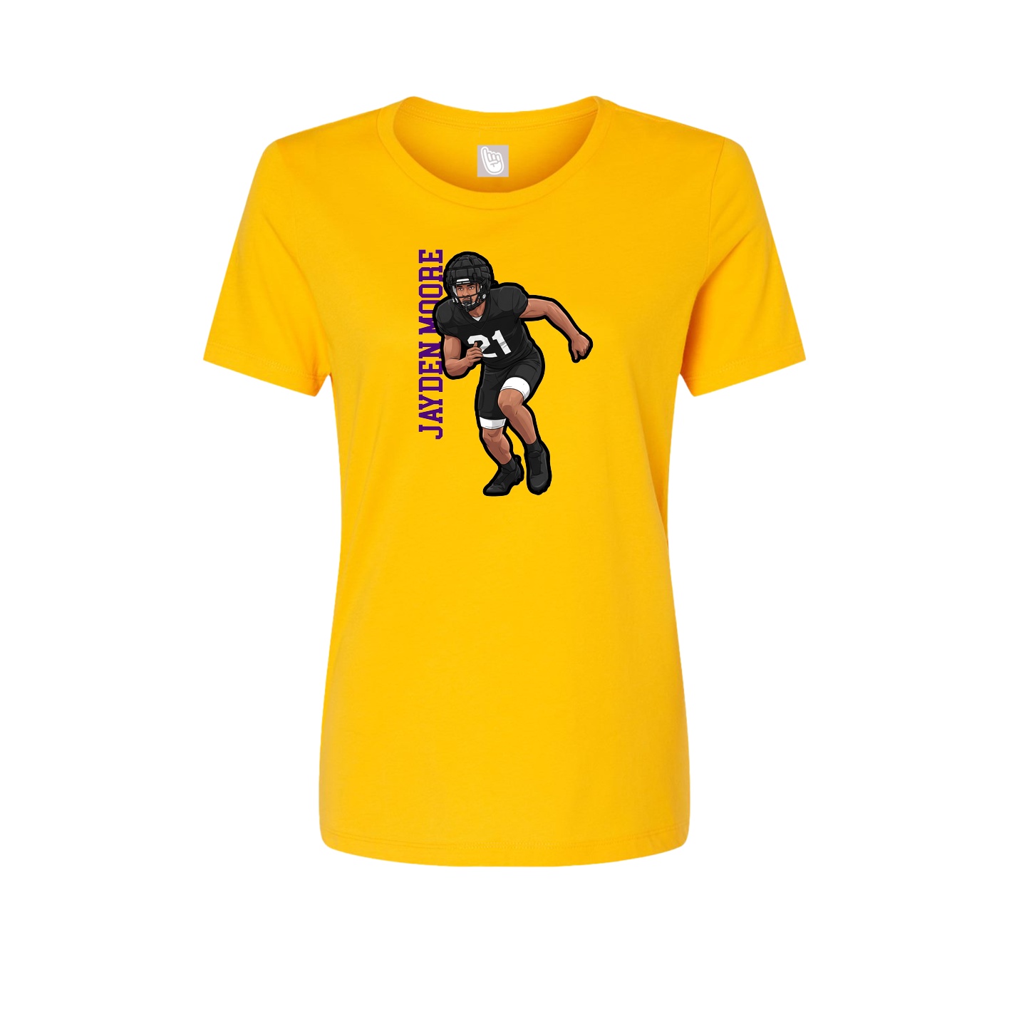 Womens Tee — Name Vertical in Gold