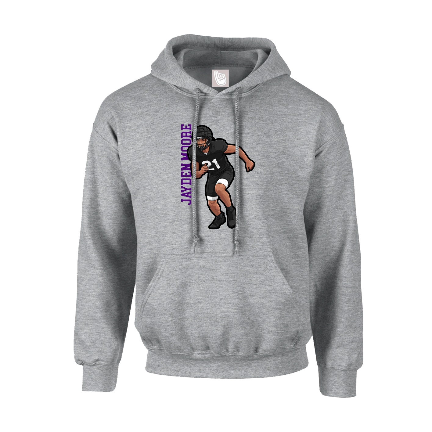 Hoodie — Name Vertical in Grey