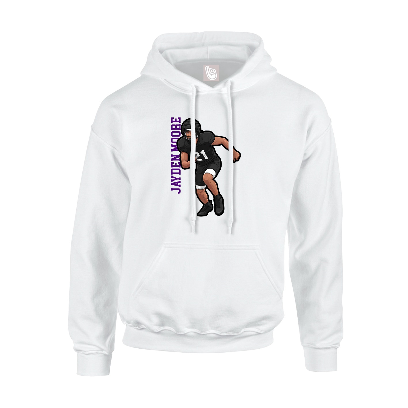 Youth Hoodie — Name Vertical in White