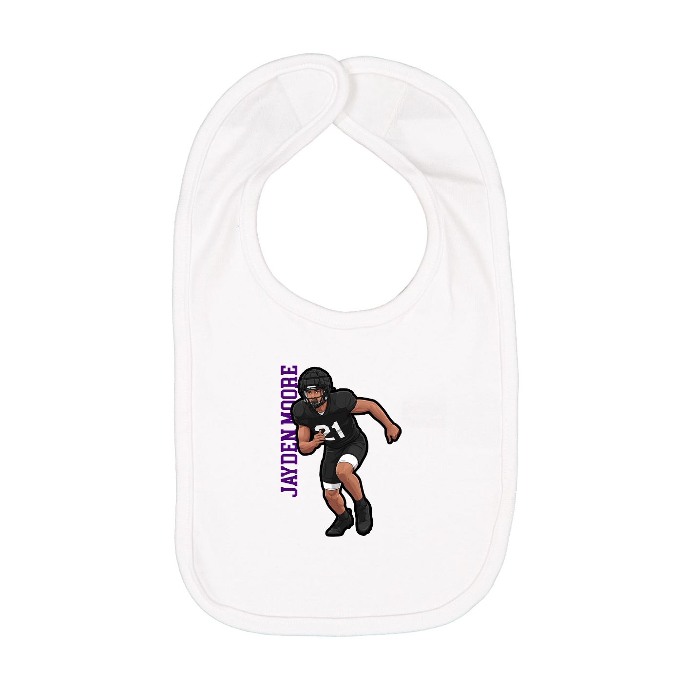 Infant Bib — Name Vertical in White