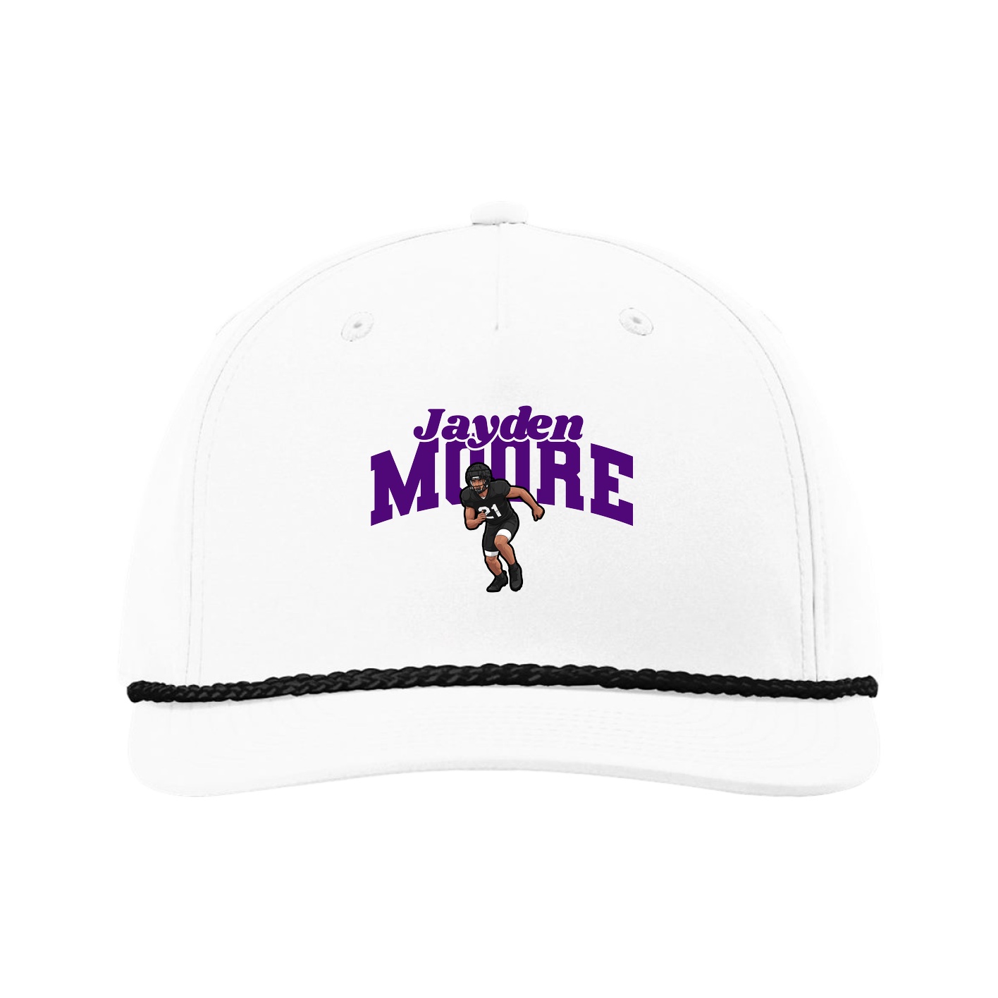 Five-Panel Classic Rope Cap — Signature Arch in White