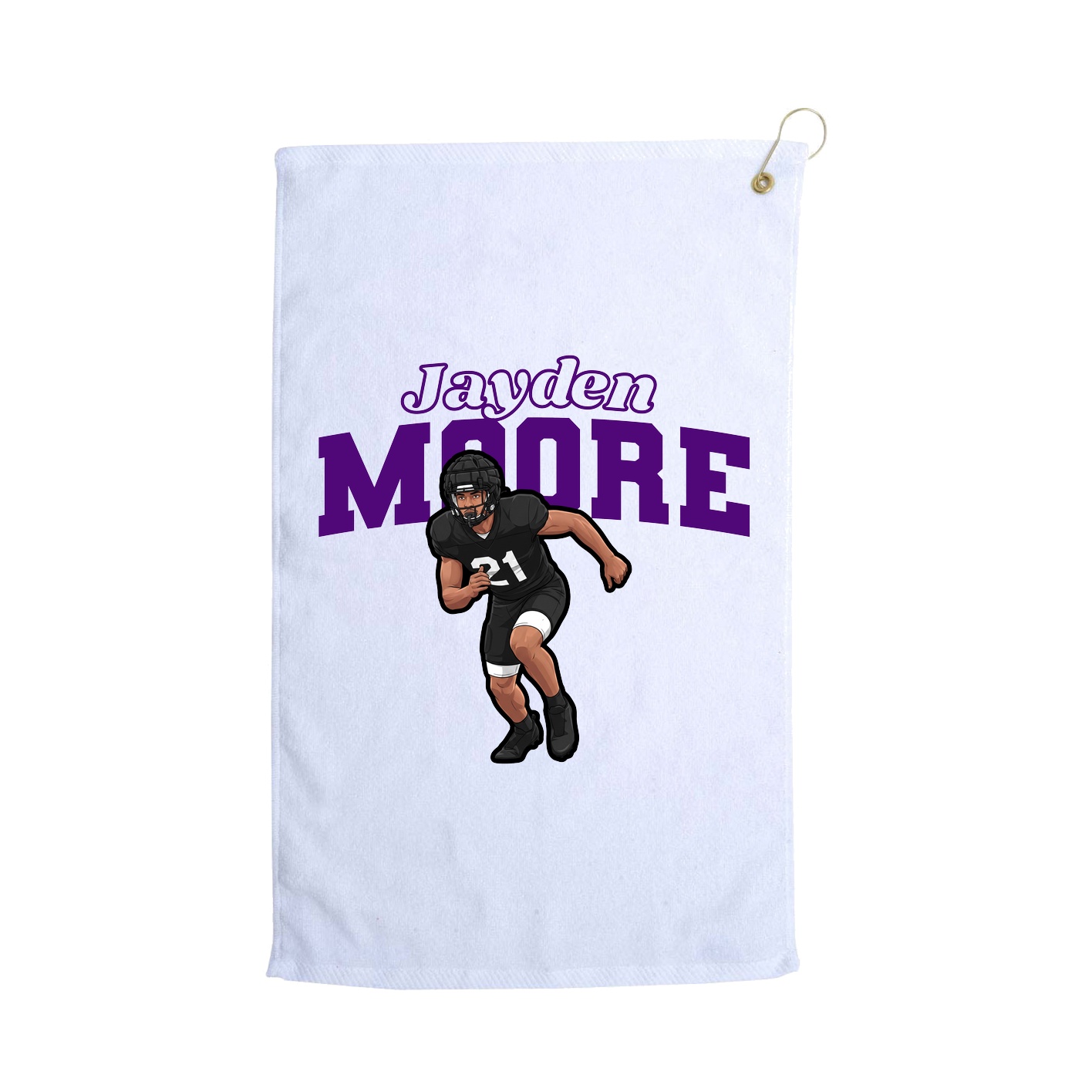 Golf Towel — Name Arch in White