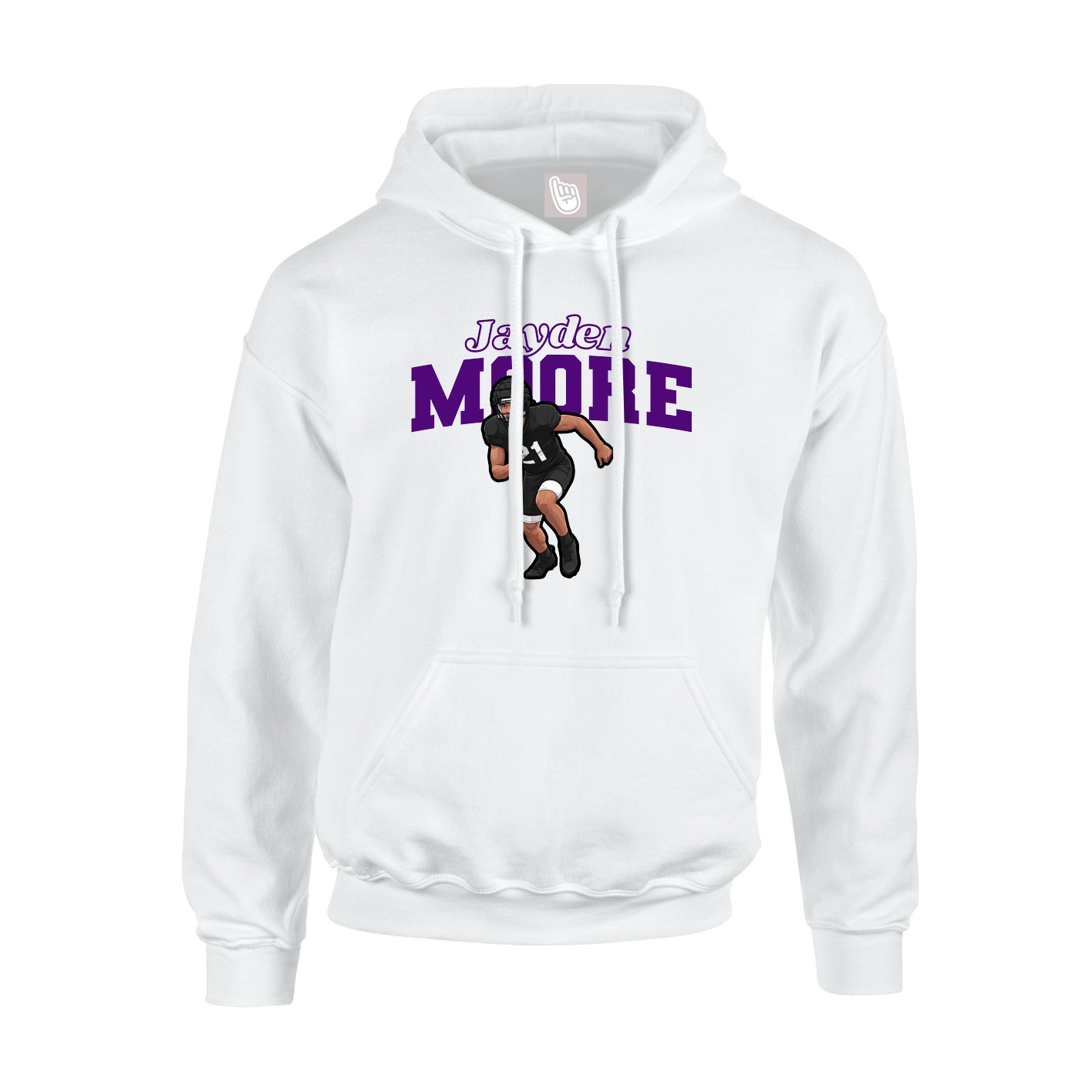 Youth Hoodie — Name Arch in White