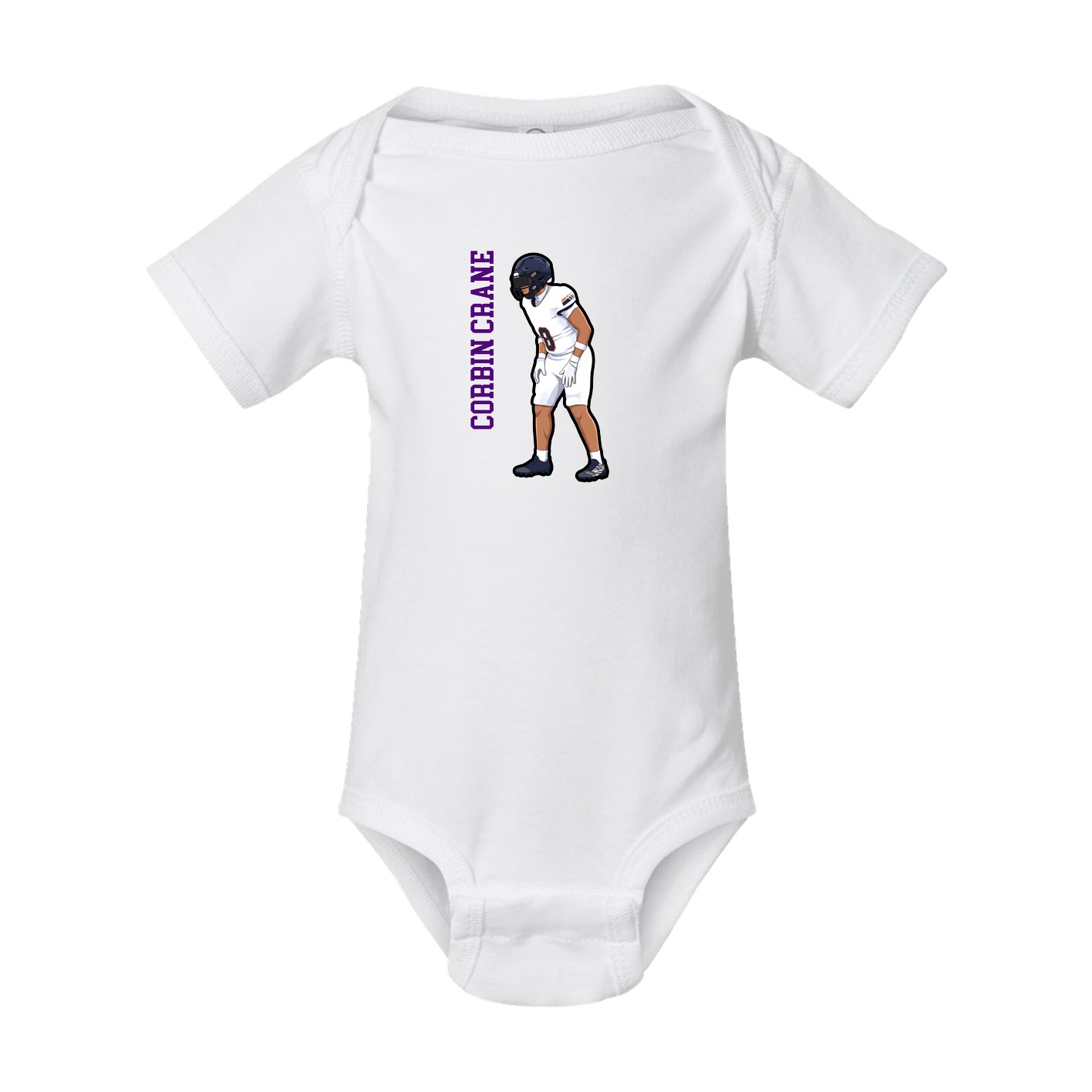 Baby Onesie — Name Vertical in White