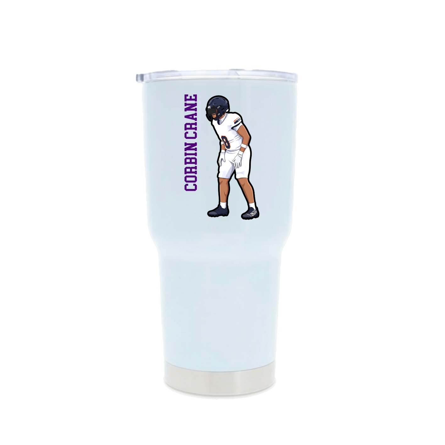 30oz Stainless Steel Tumbler — Name Vertical in White