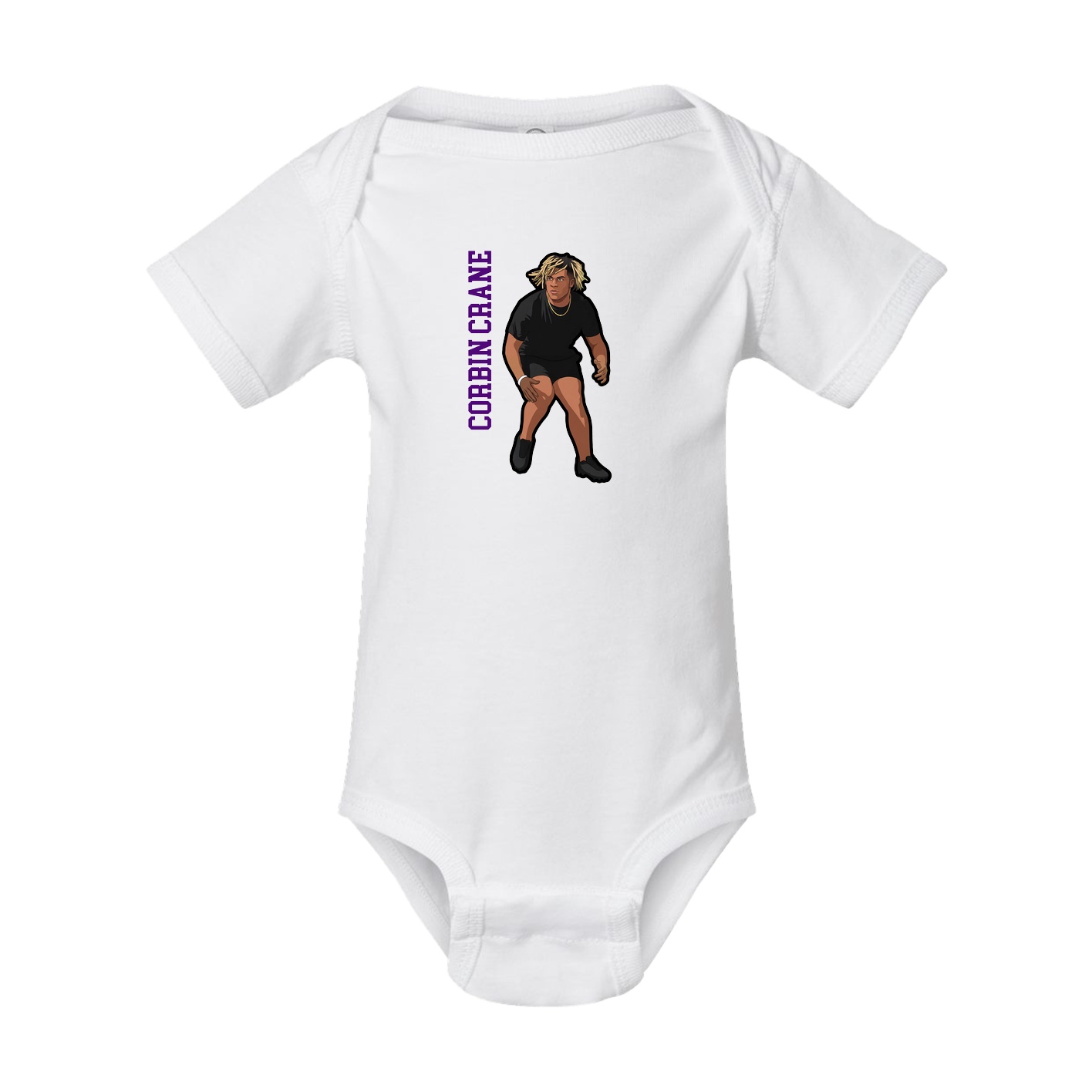 Baby Onesie — Name Vertical in White