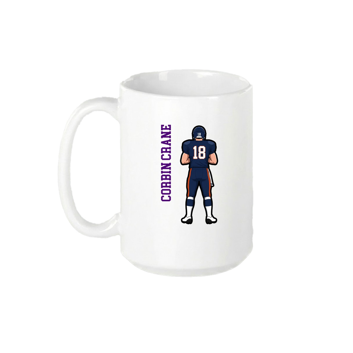15oz Coffee Mug — Name Vertical in White