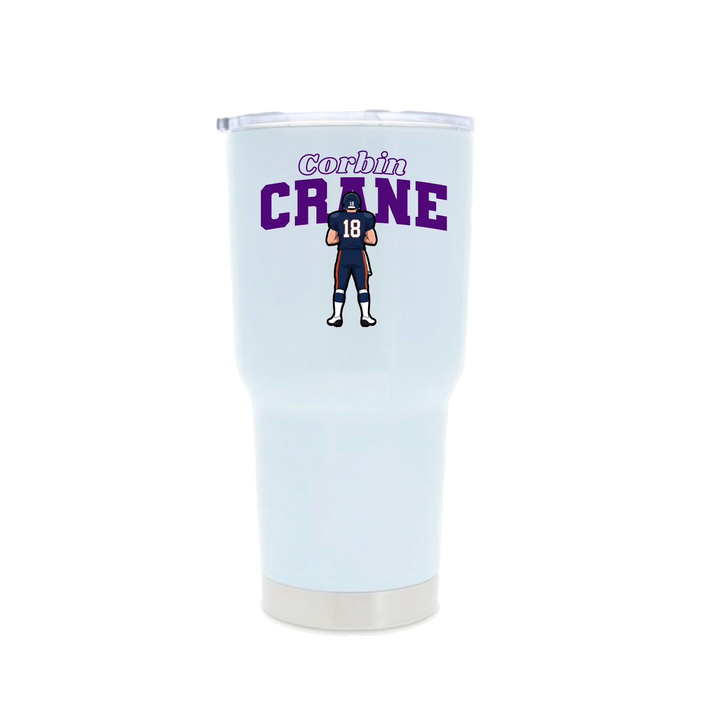 30oz Stainless Steel Tumbler — Name Arch in White