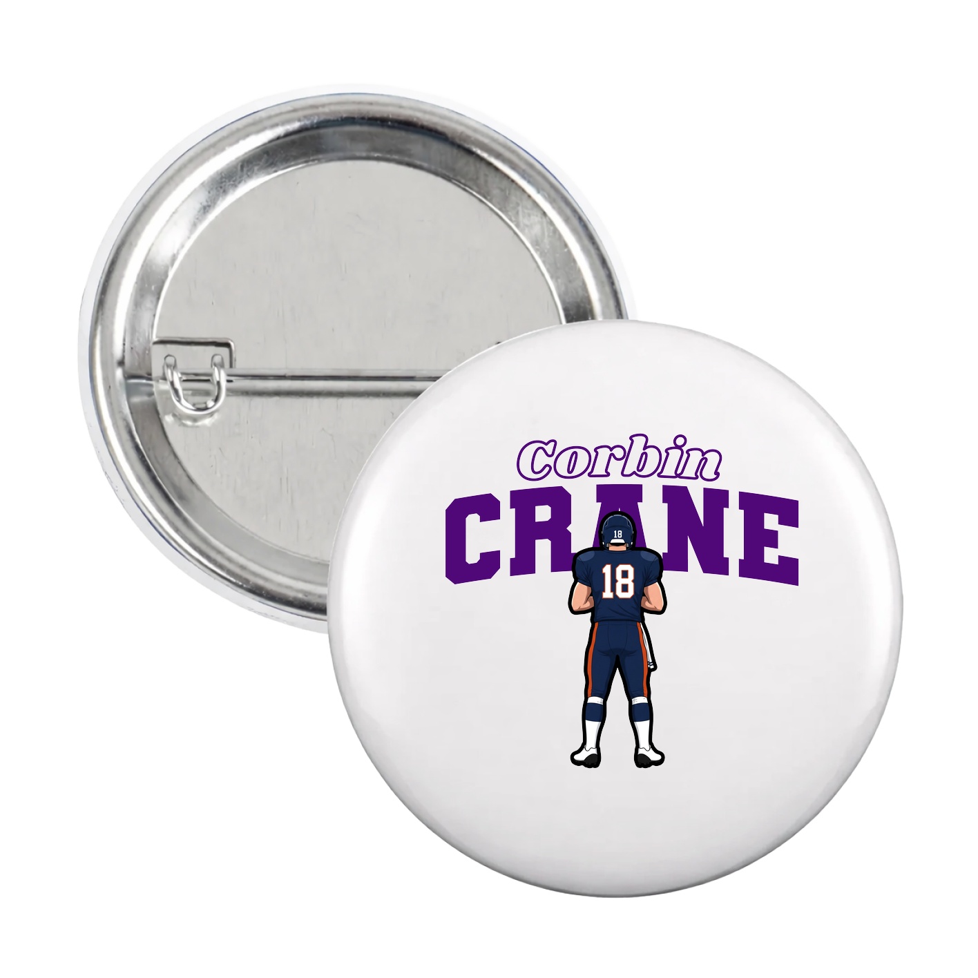 Game Day Button — Name Arch in White