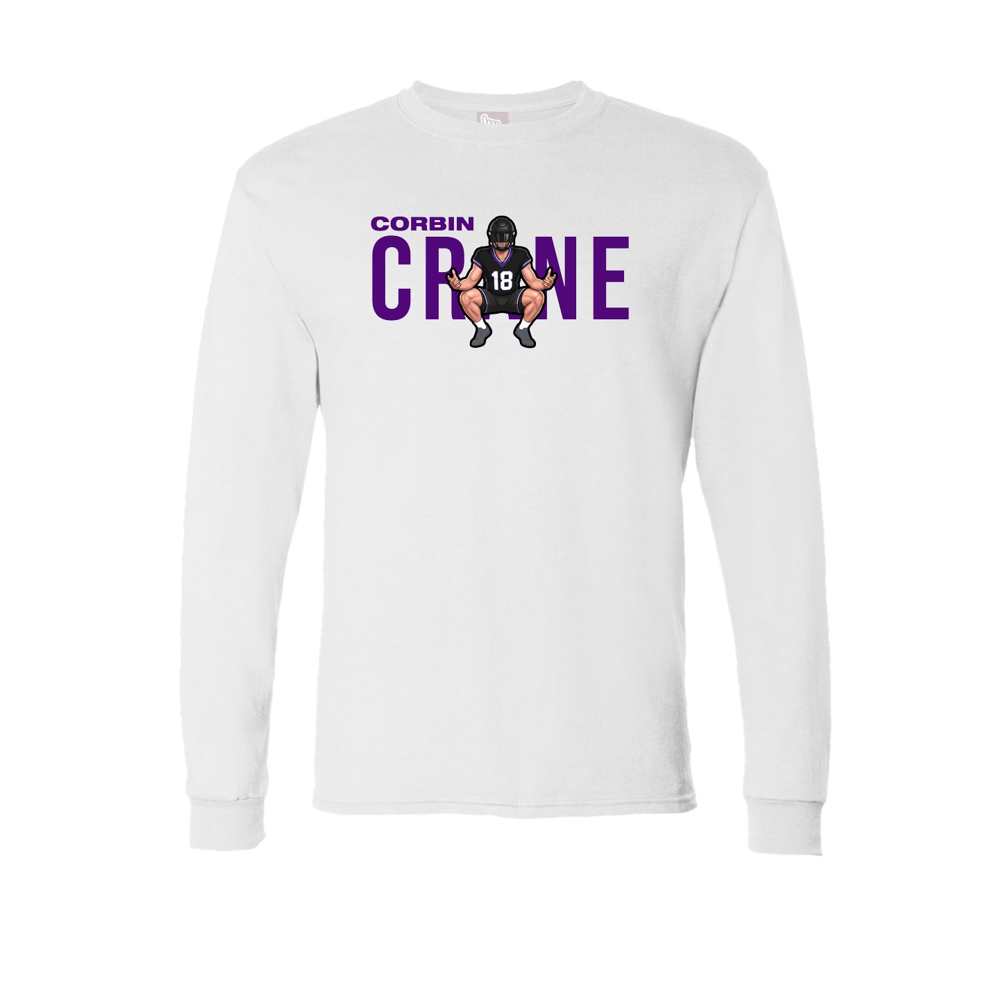 Long Sleeve Tee — Player Name in White