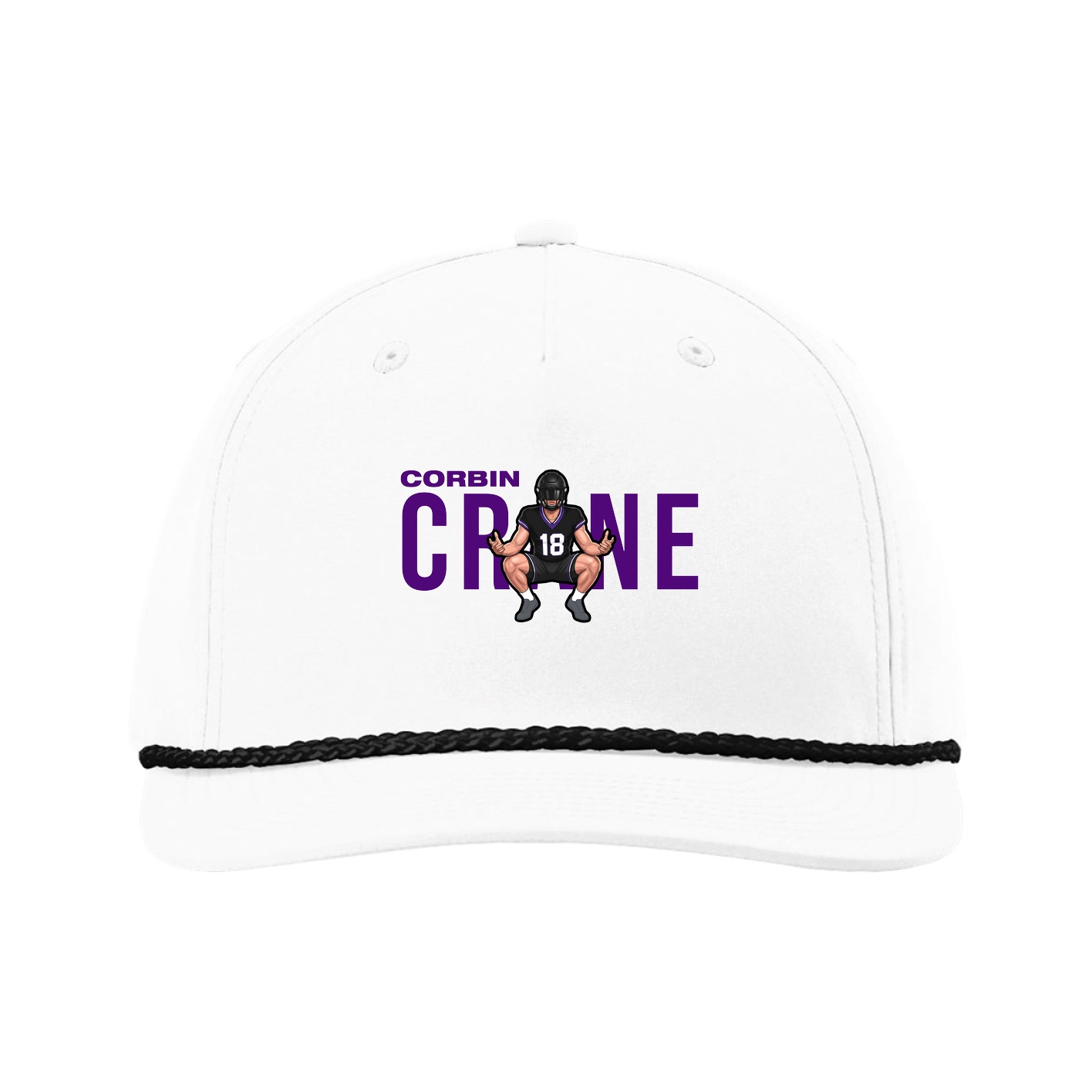 Five-Panel Classic Rope Cap — Player Name in White