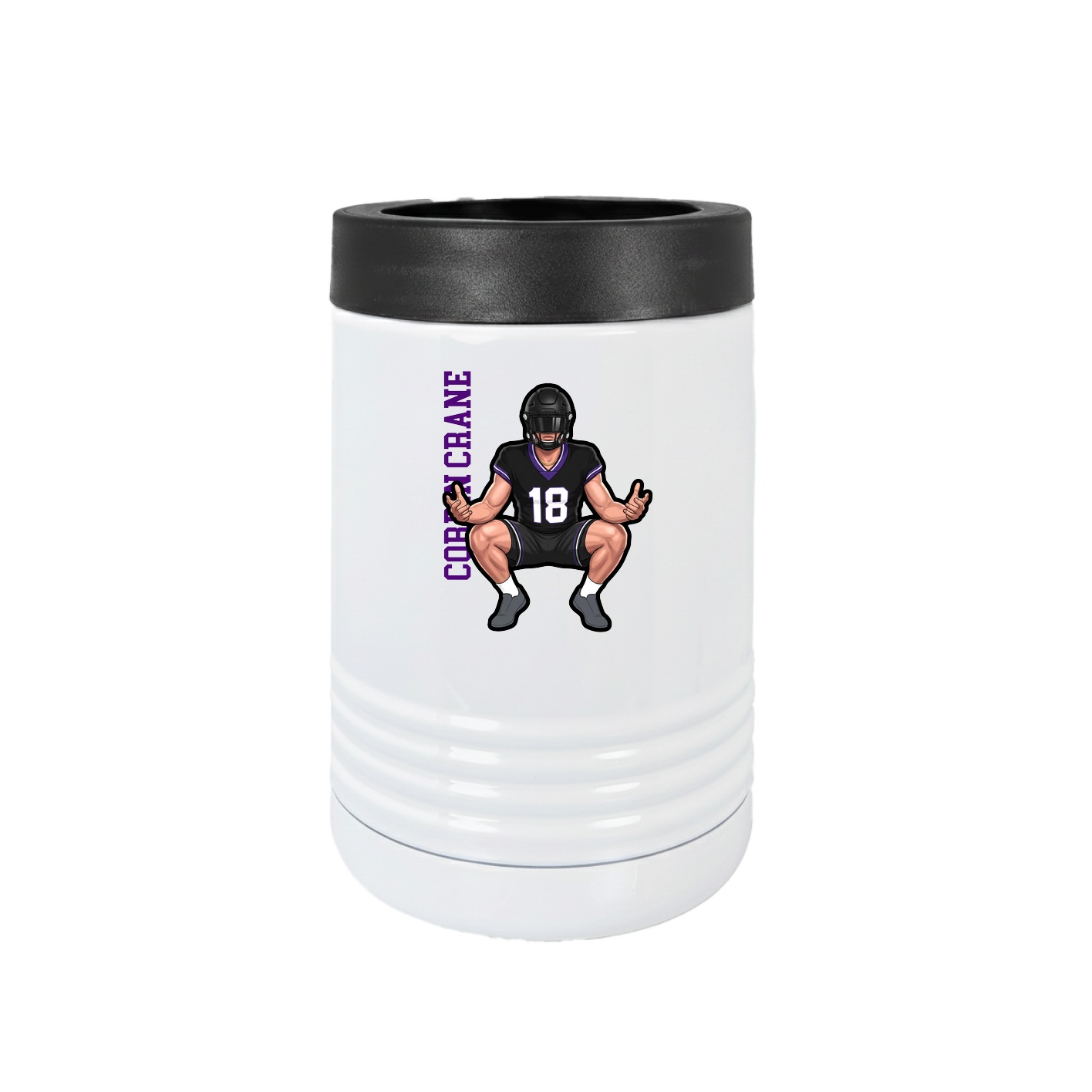 Beverage Holder — Name Vertical in White