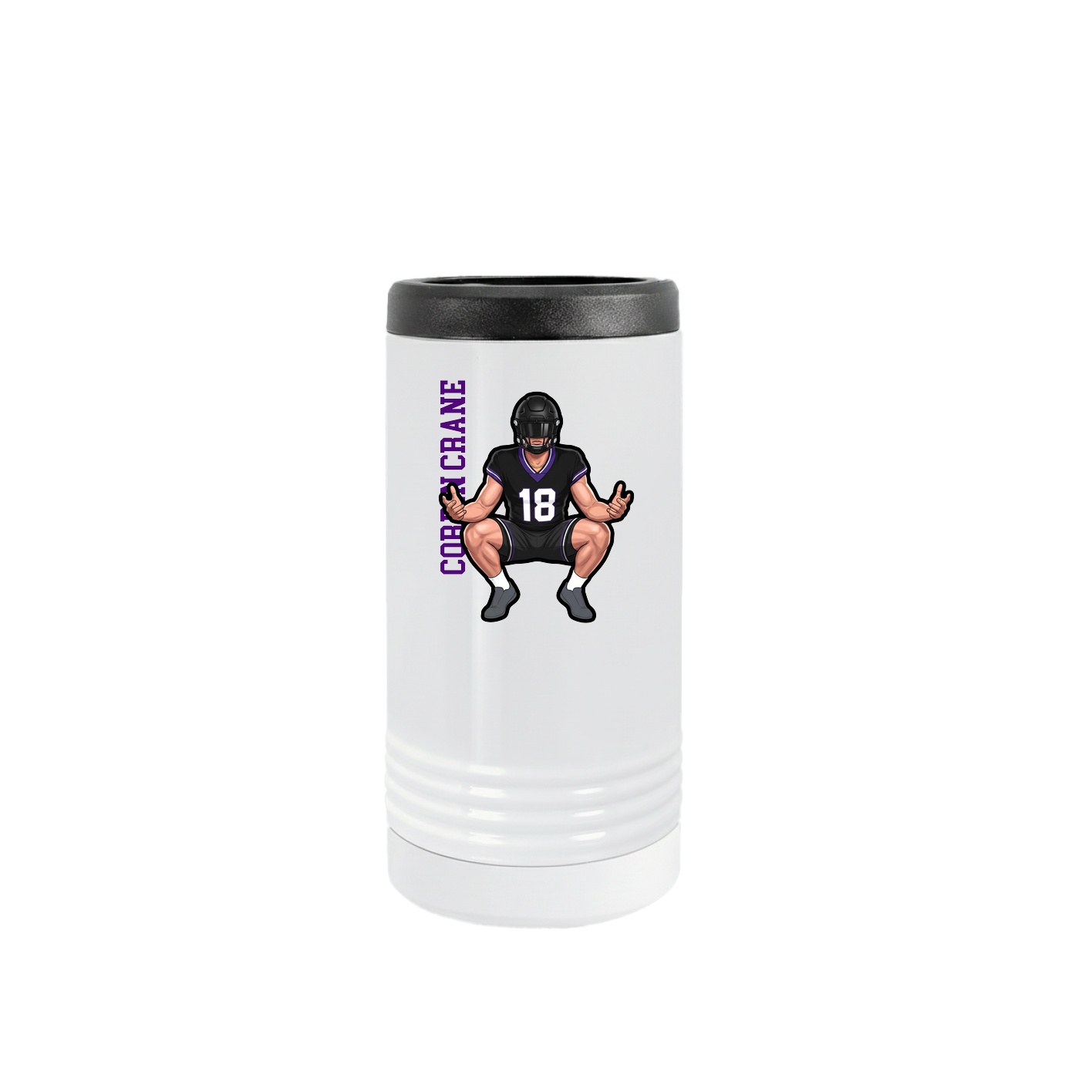 Slim Beverage Holder — Name Vertical in White