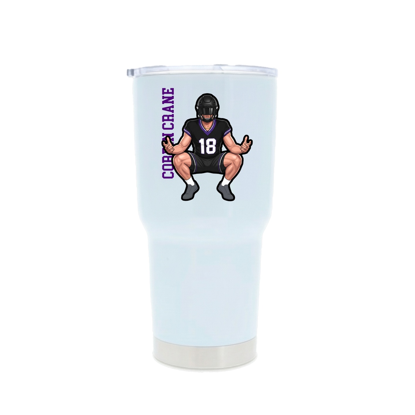 30oz Stainless Steel Tumbler — Name Vertical in White