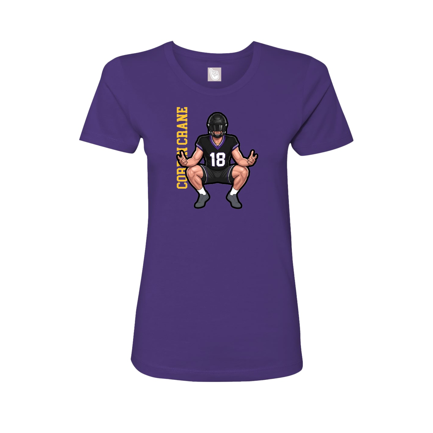 Fitted Women's Tee — Name Vertical in Purple