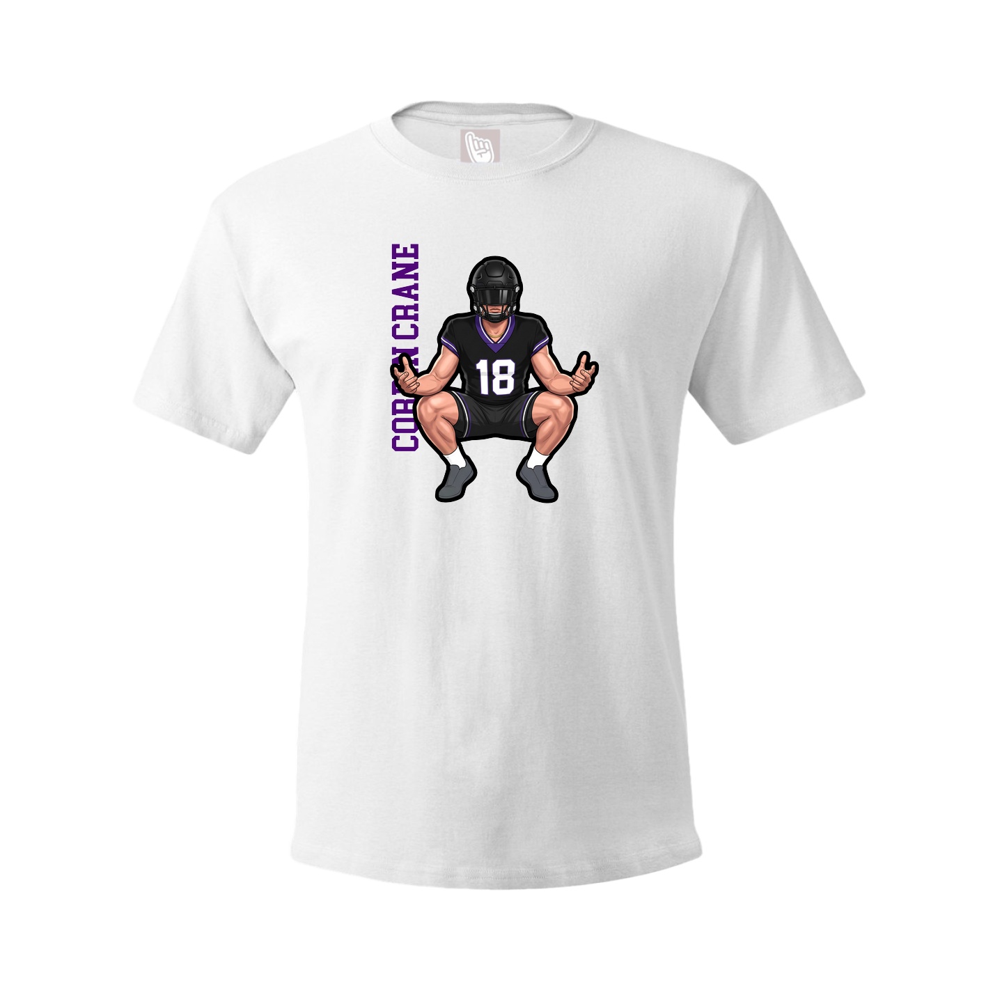 Youth Tee — Name Vertical in White