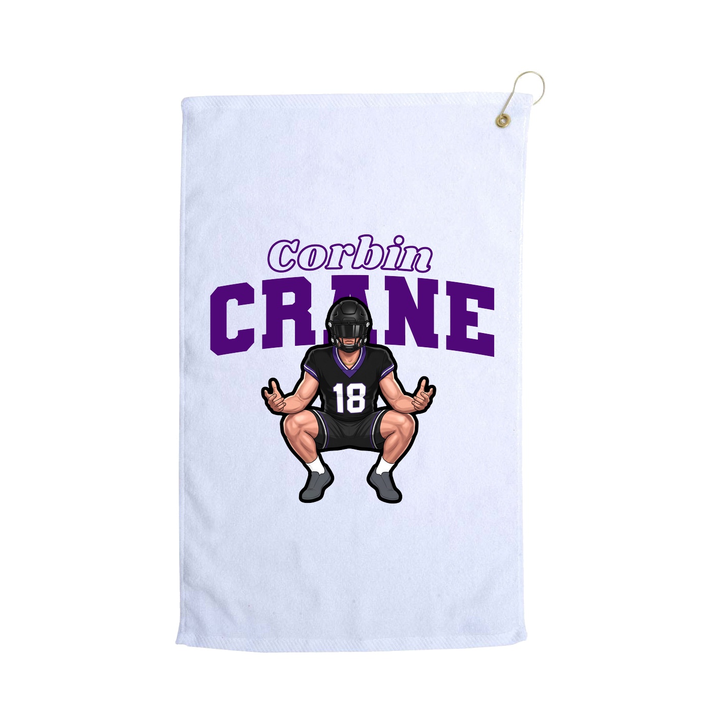 Golf Towel — Name Arch in White