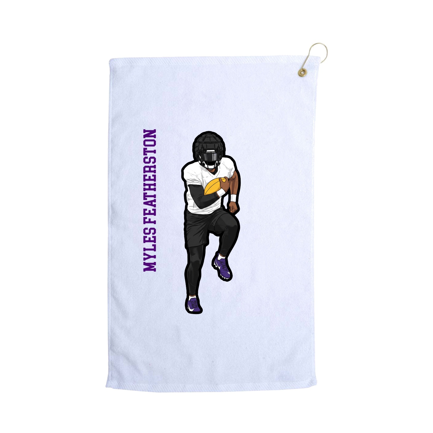 Golf Towel — Name Vertical in White
