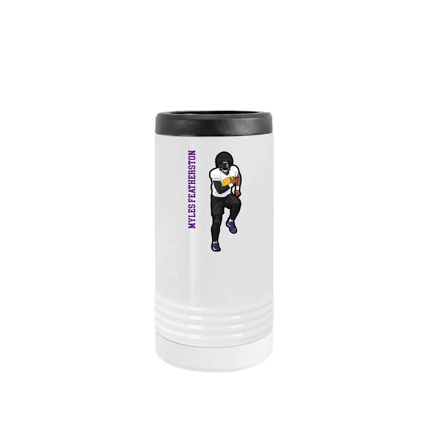 Slim Beverage Holder — Name Vertical in White