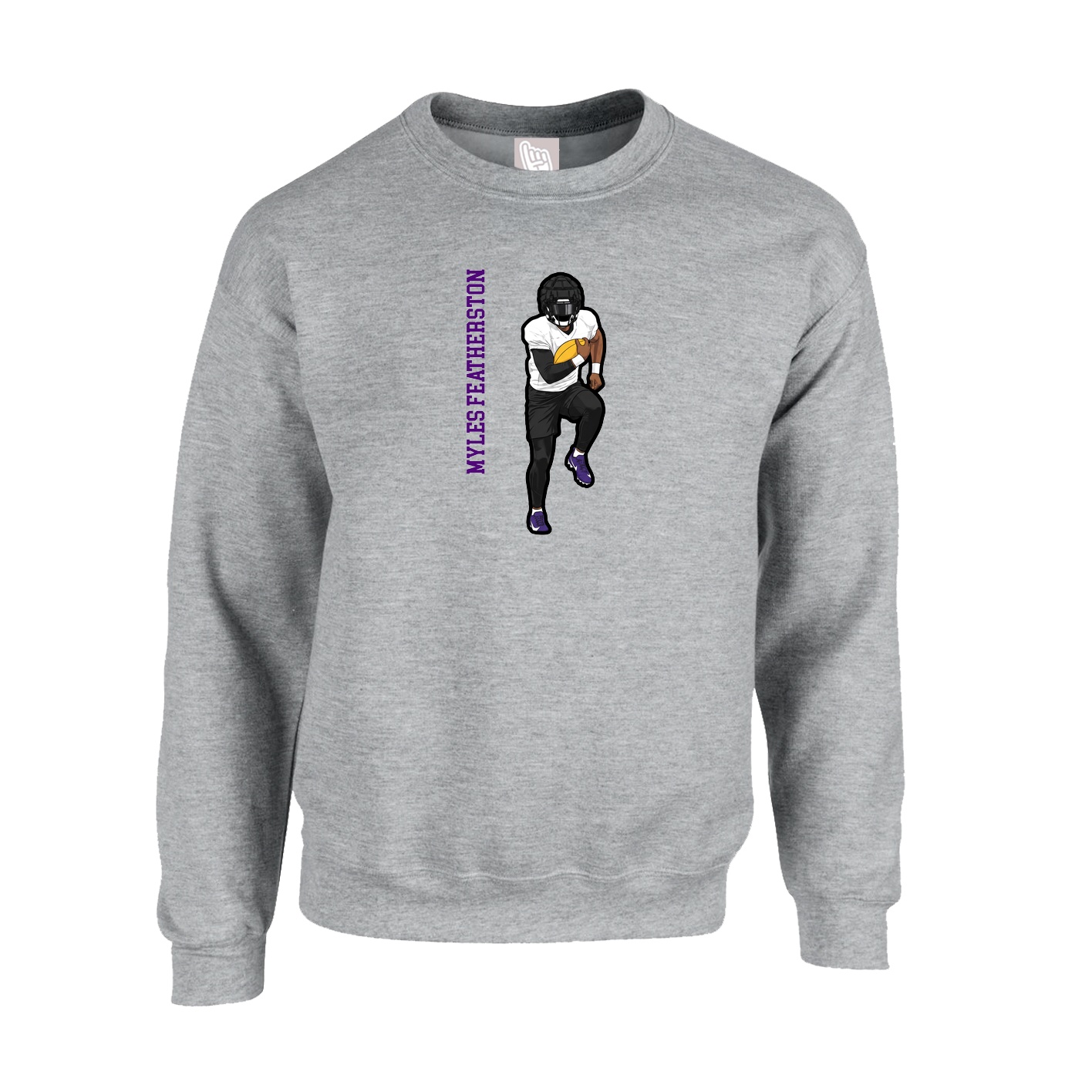 Fleece Crew — Name Vertical in Grey