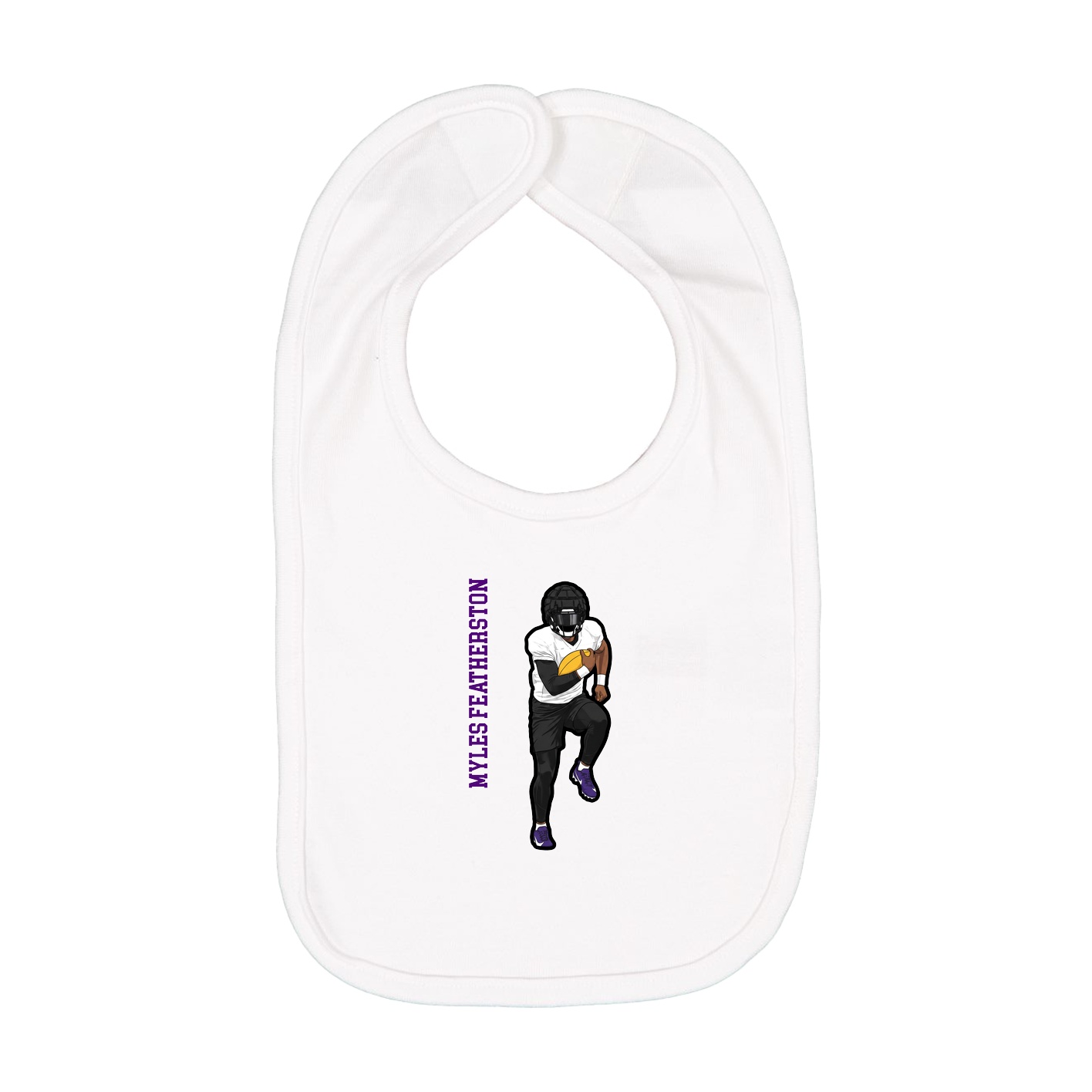 Infant Bib — Name Vertical in White