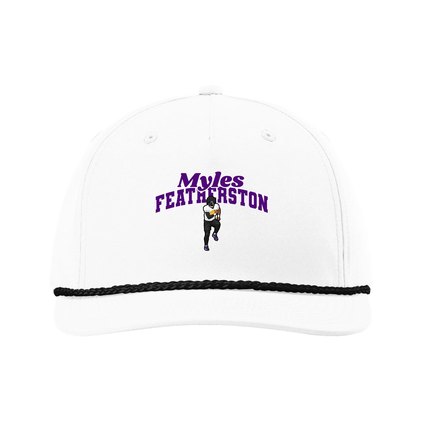Five-Panel Classic Rope Cap — Signature Arch in White