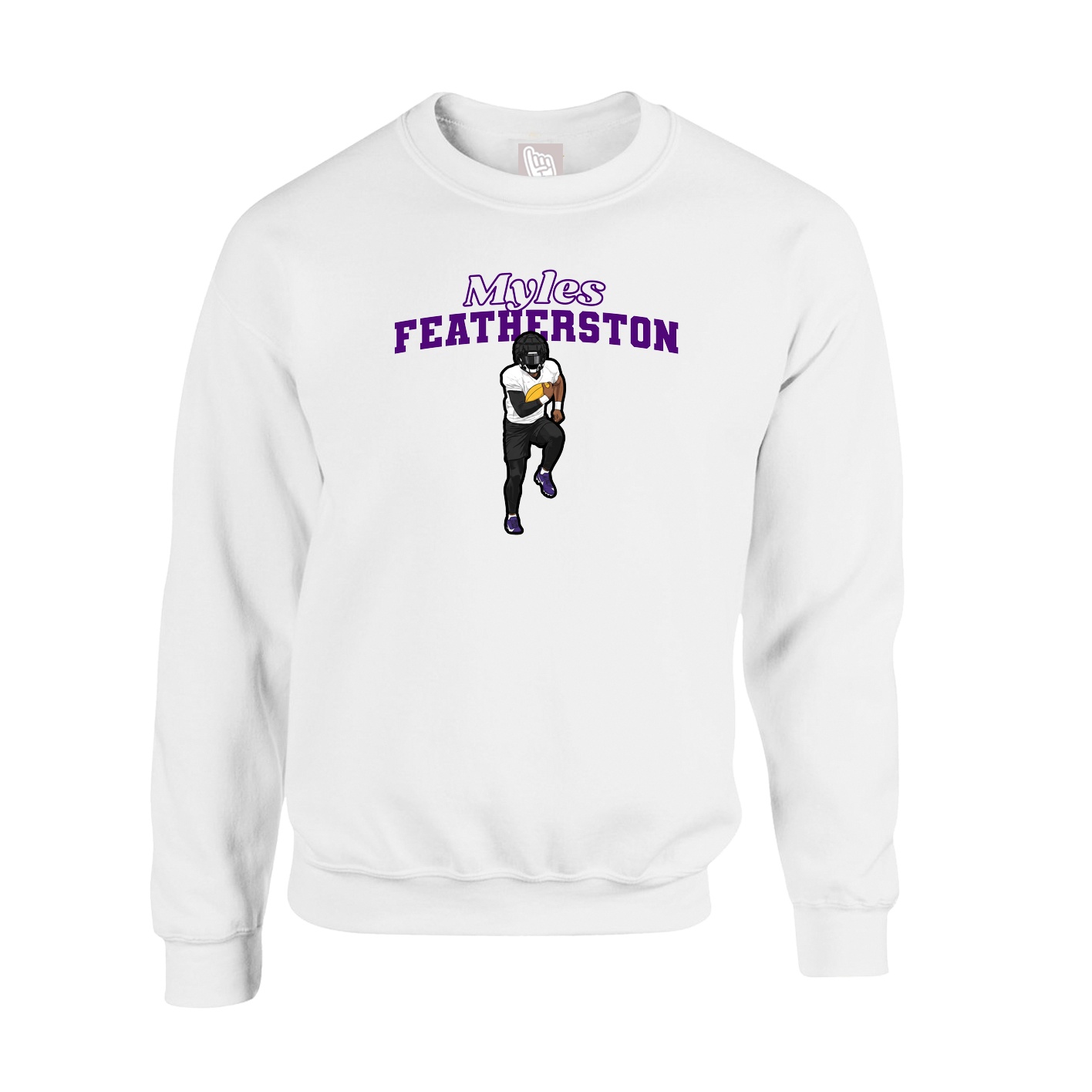 Fleece Crew — Name Arch in White