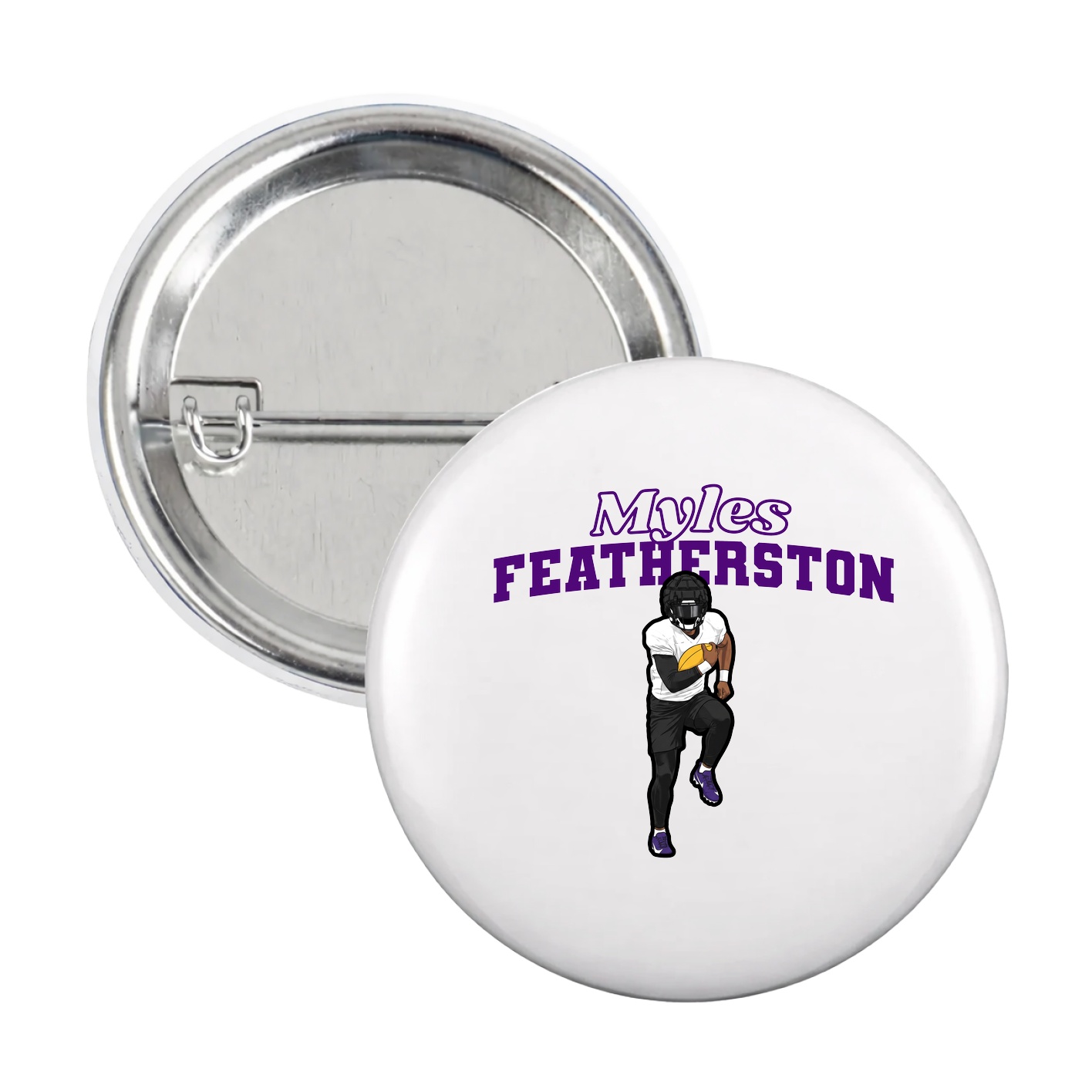 Game Day Button — Name Arch in White