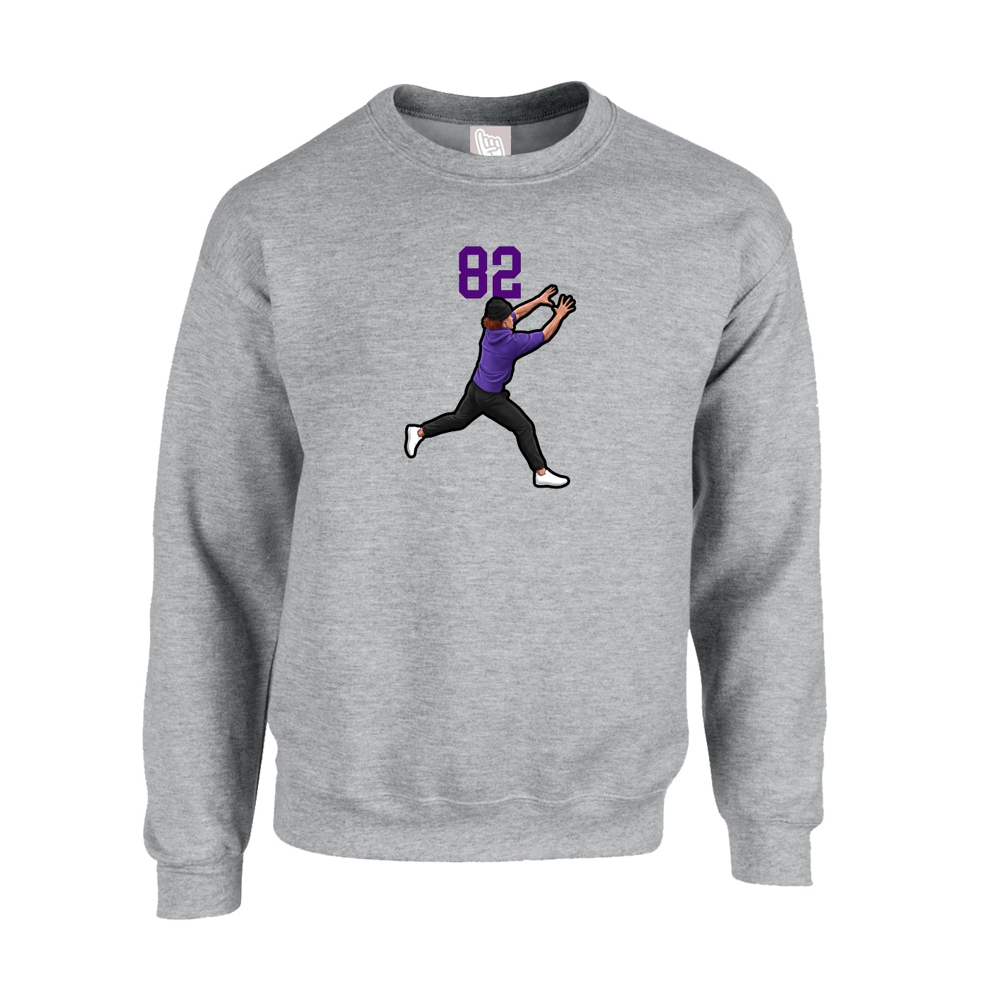 Fleece Crew — Number Top in Grey