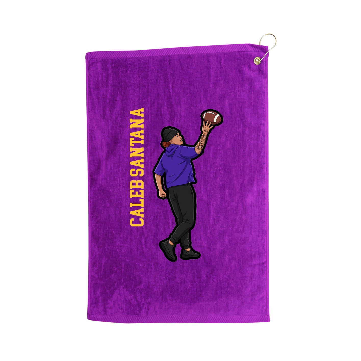 Golf Towel — Name Vertical in Purple
