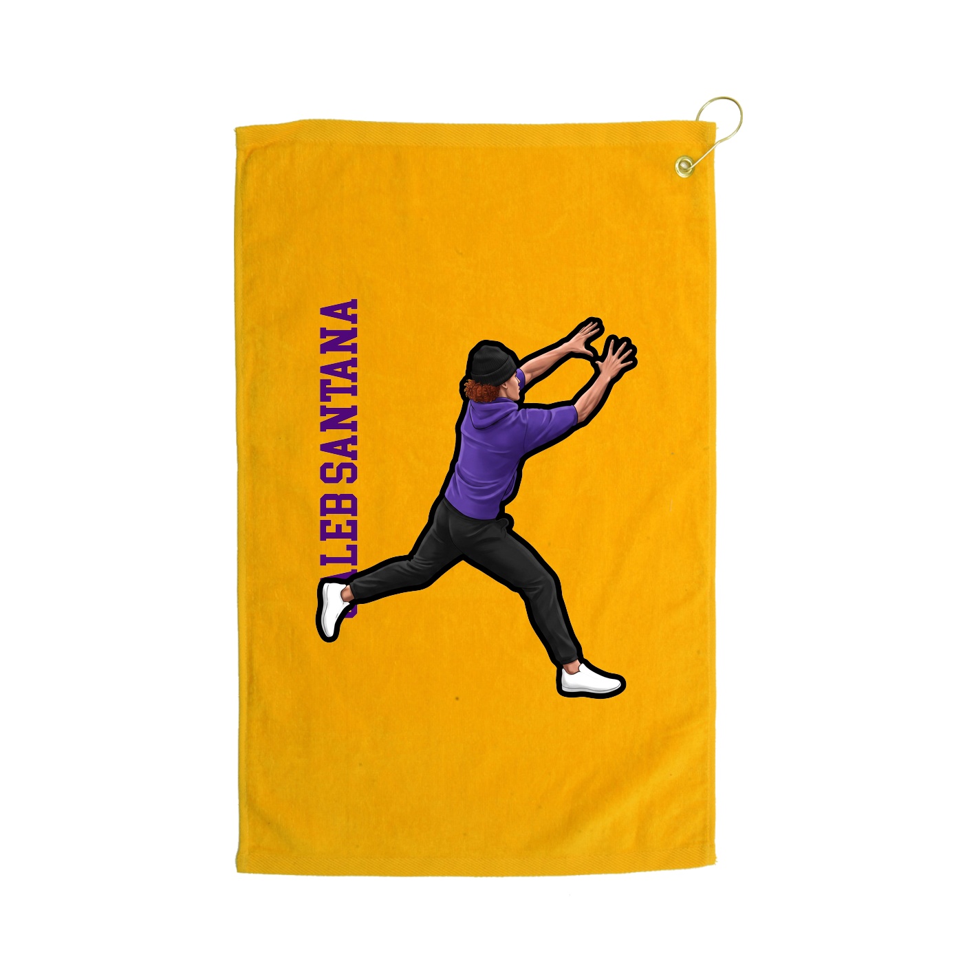 Golf Towel — Name Vertical in Gold