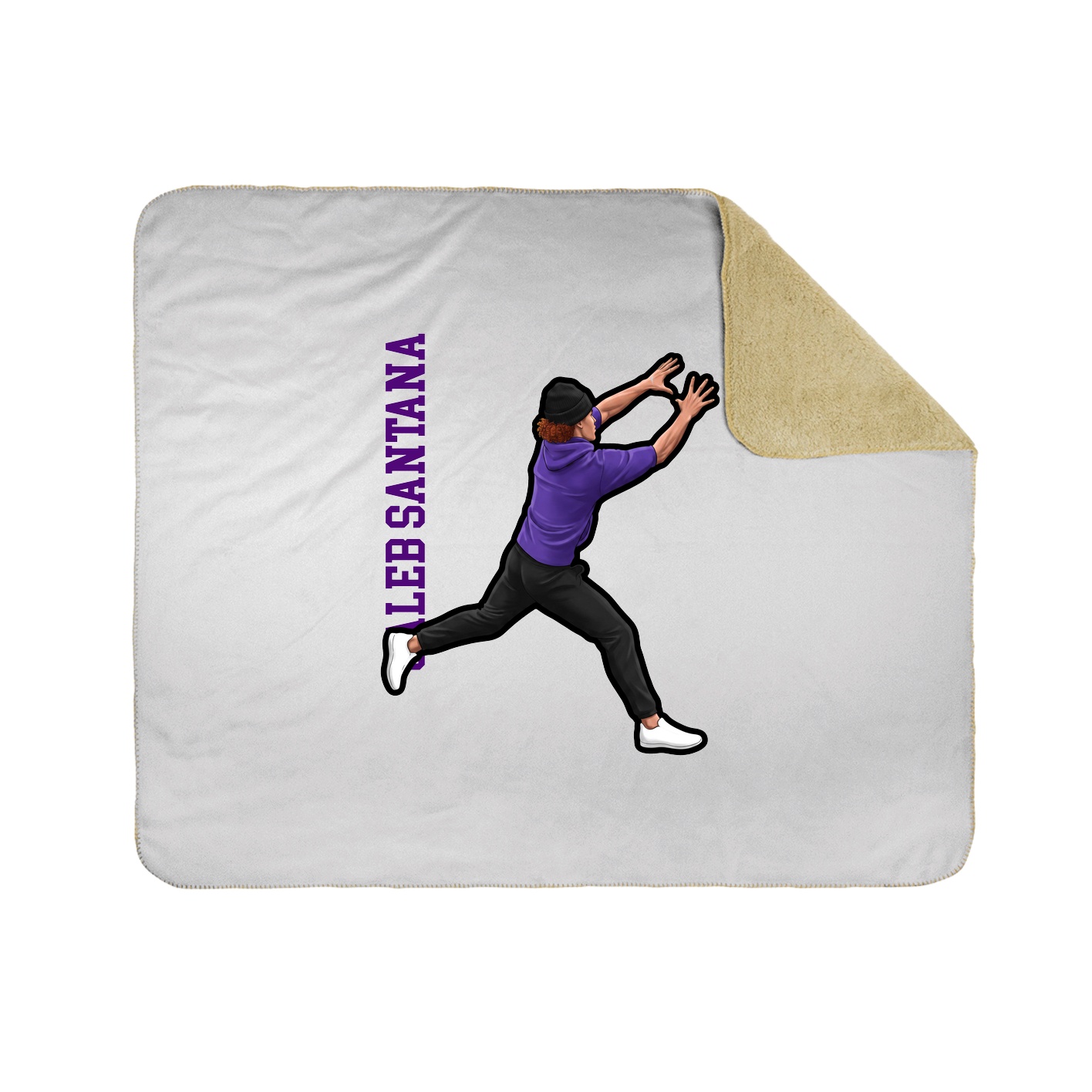 Throw Blanket — Name Vertical in White