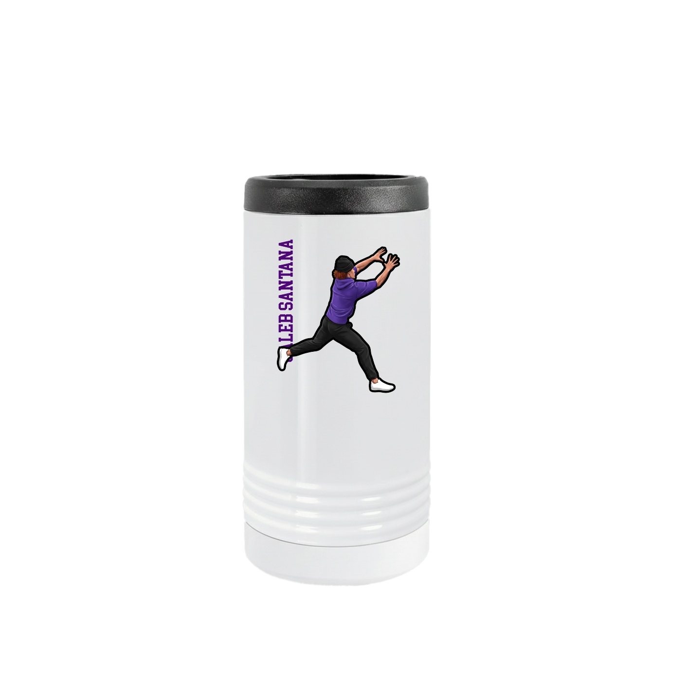 Slim Beverage Holder — Name Vertical in White
