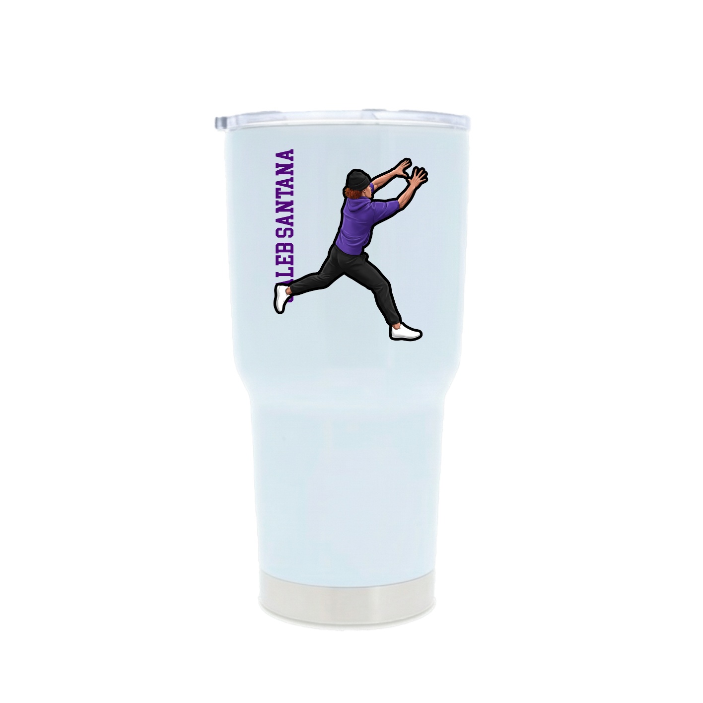 30oz Stainless Steel Tumbler — Name Vertical in White