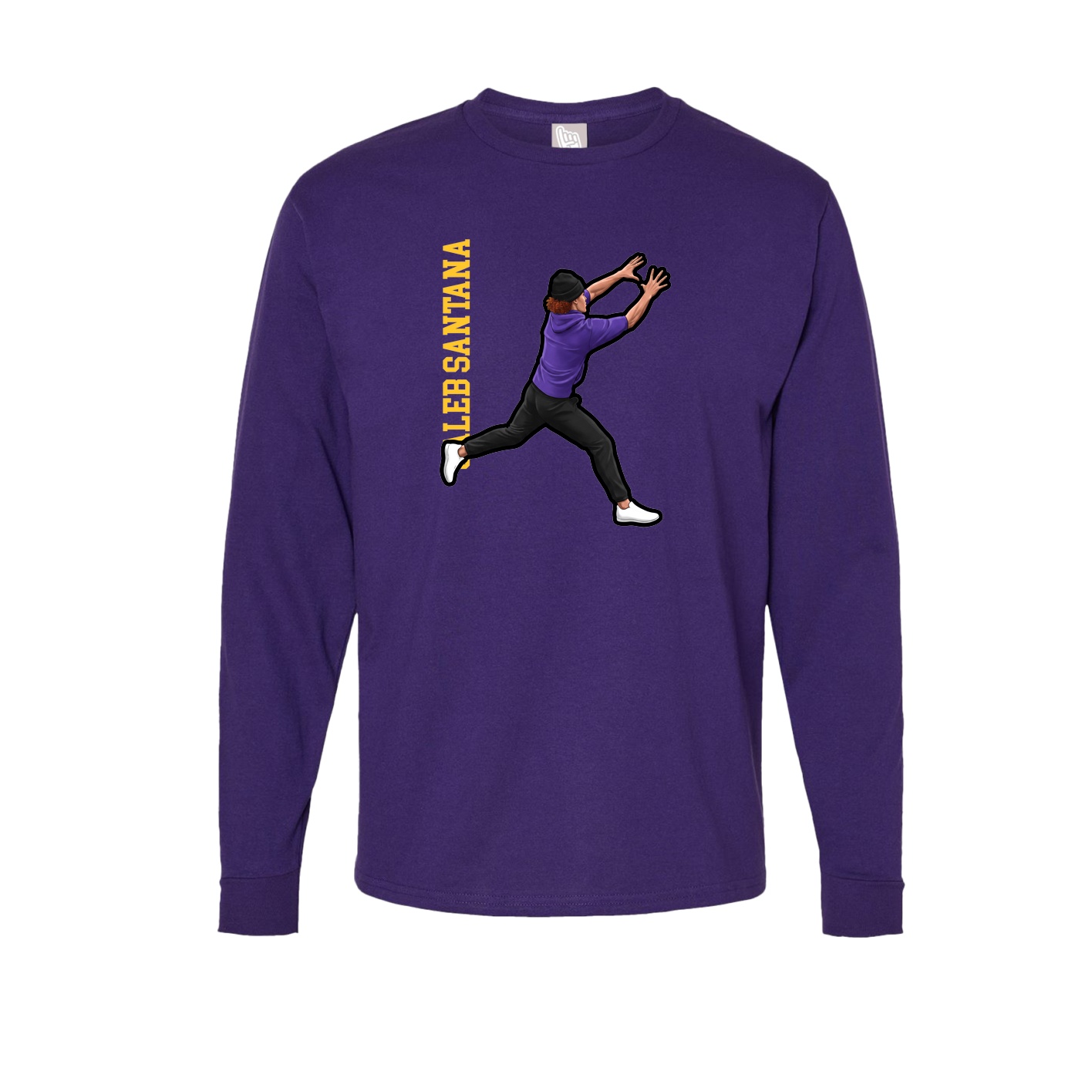 Long Sleeve Tee — Name Vertical in Purple