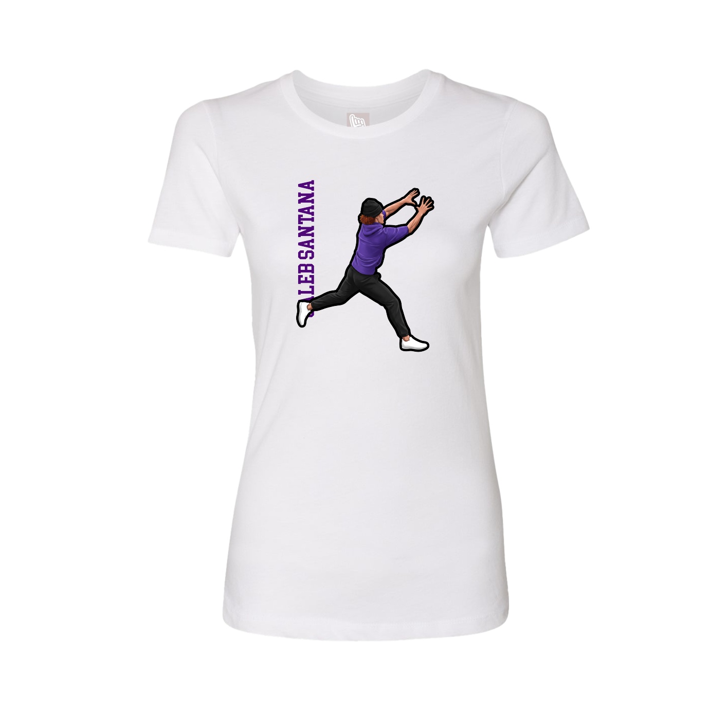 Fitted Women's Tee — Name Vertical in White