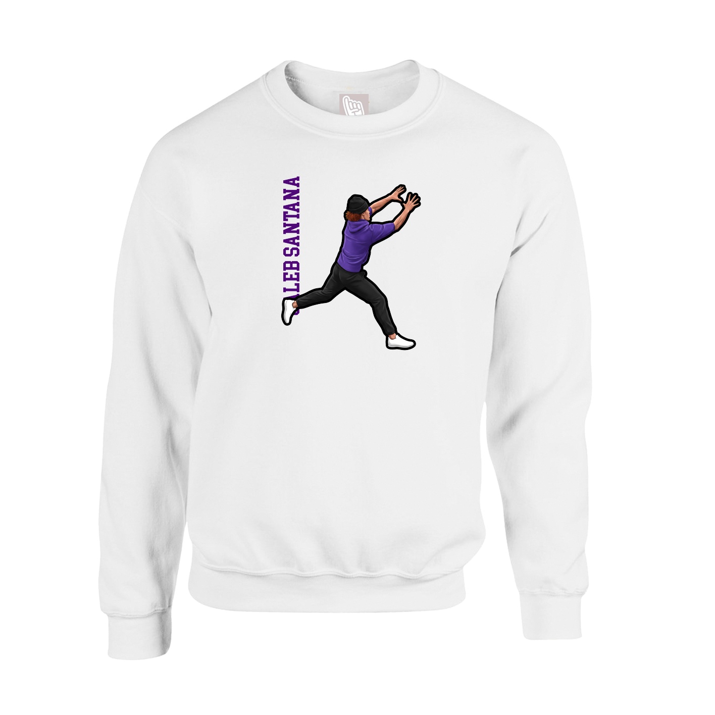 Fleece Crew — Name Vertical in White