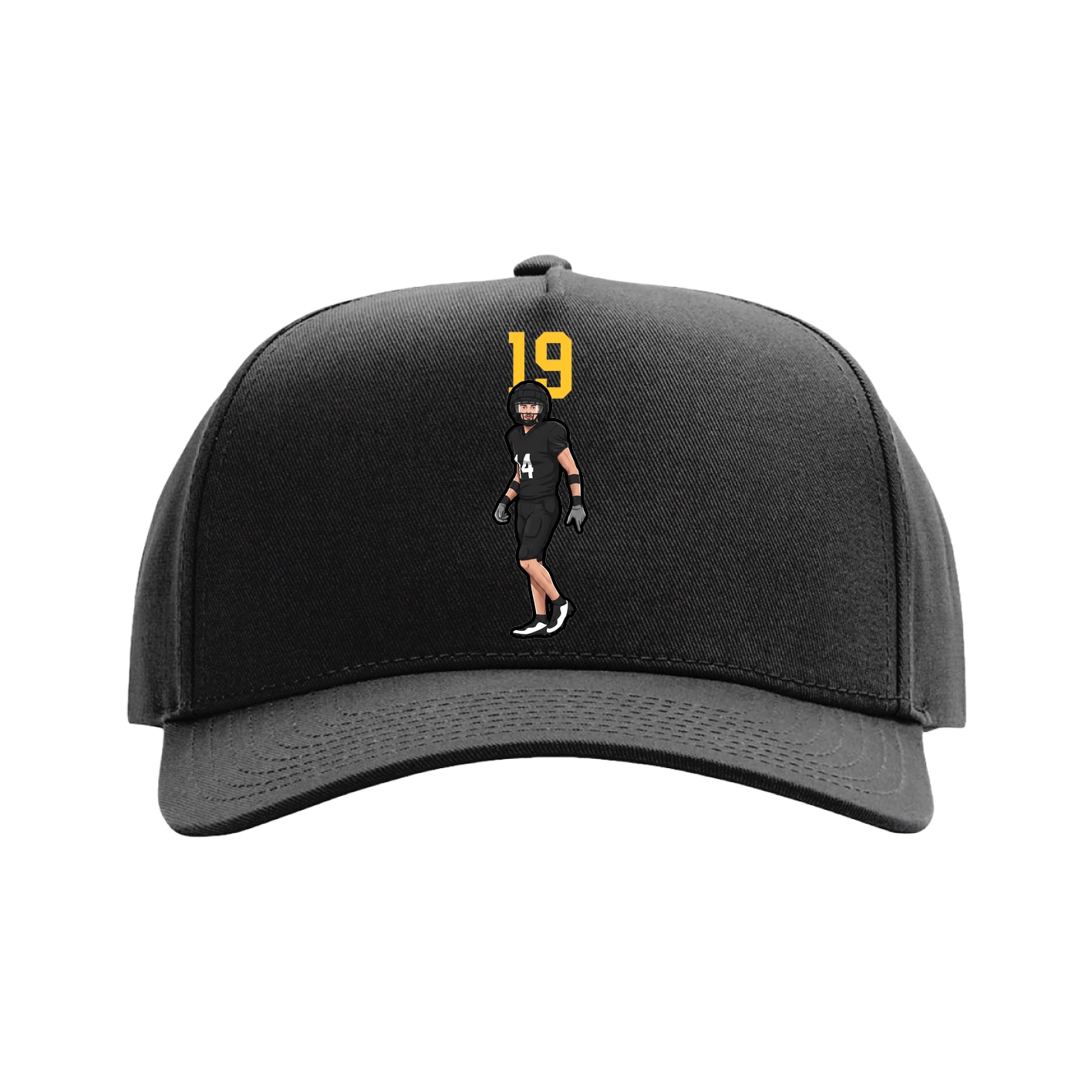 Full Fabric Five-Panel Champ Cap — Number Top in Black