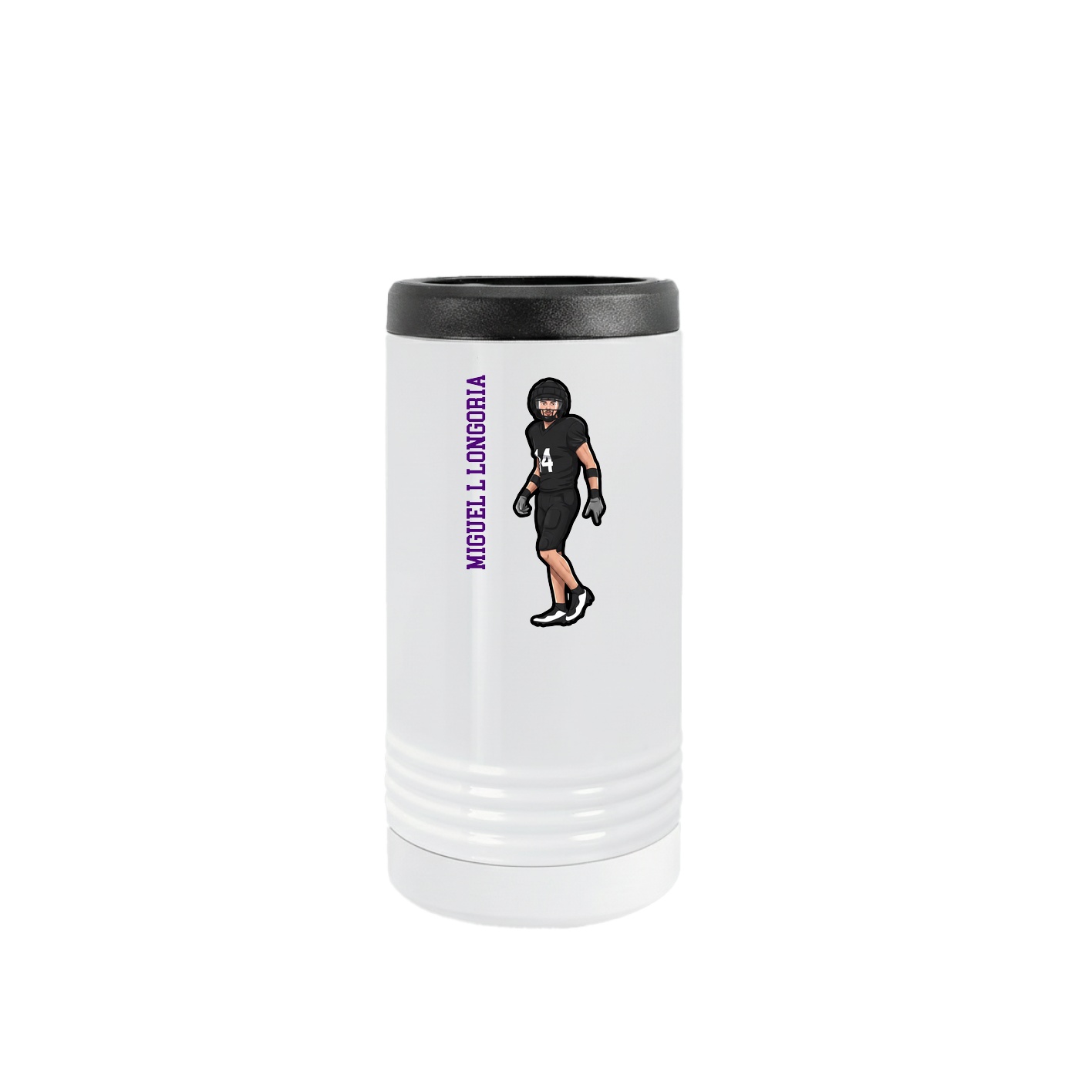 Slim Beverage Holder — Name Vertical in White