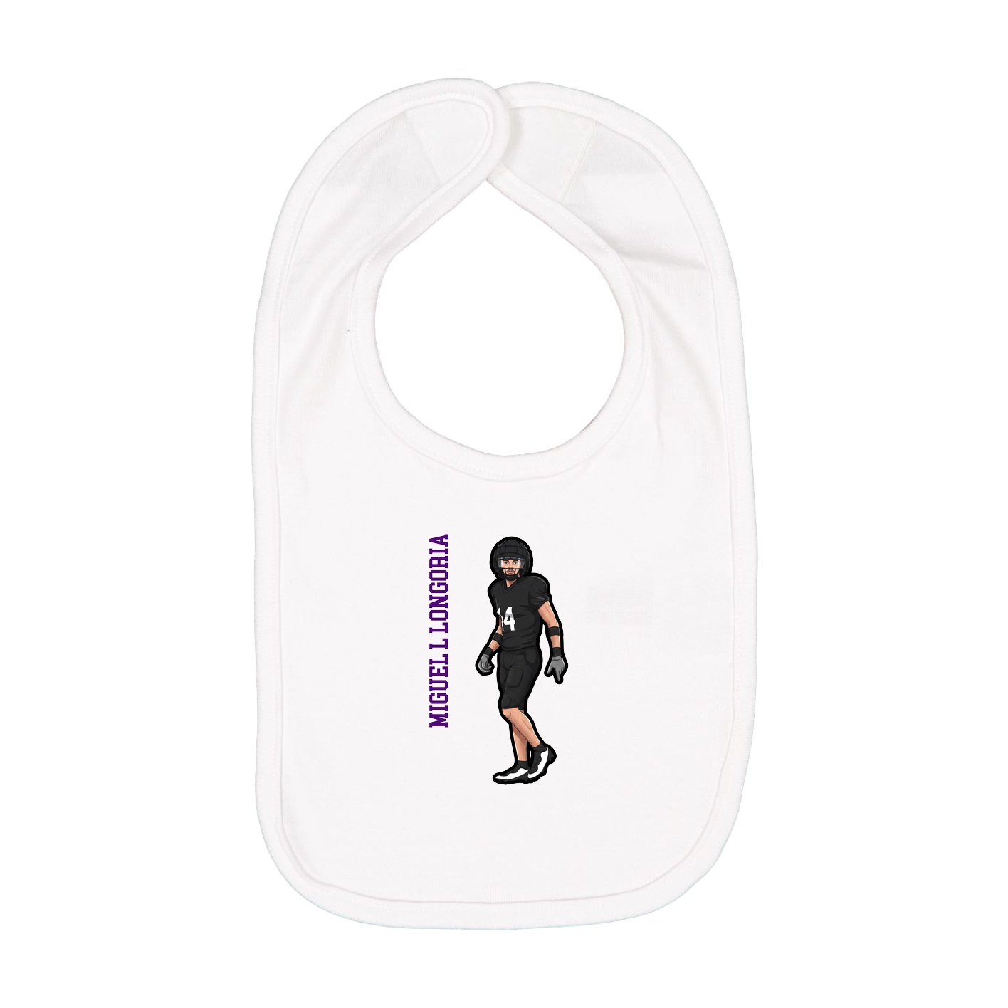 Infant Bib — Name Vertical in White