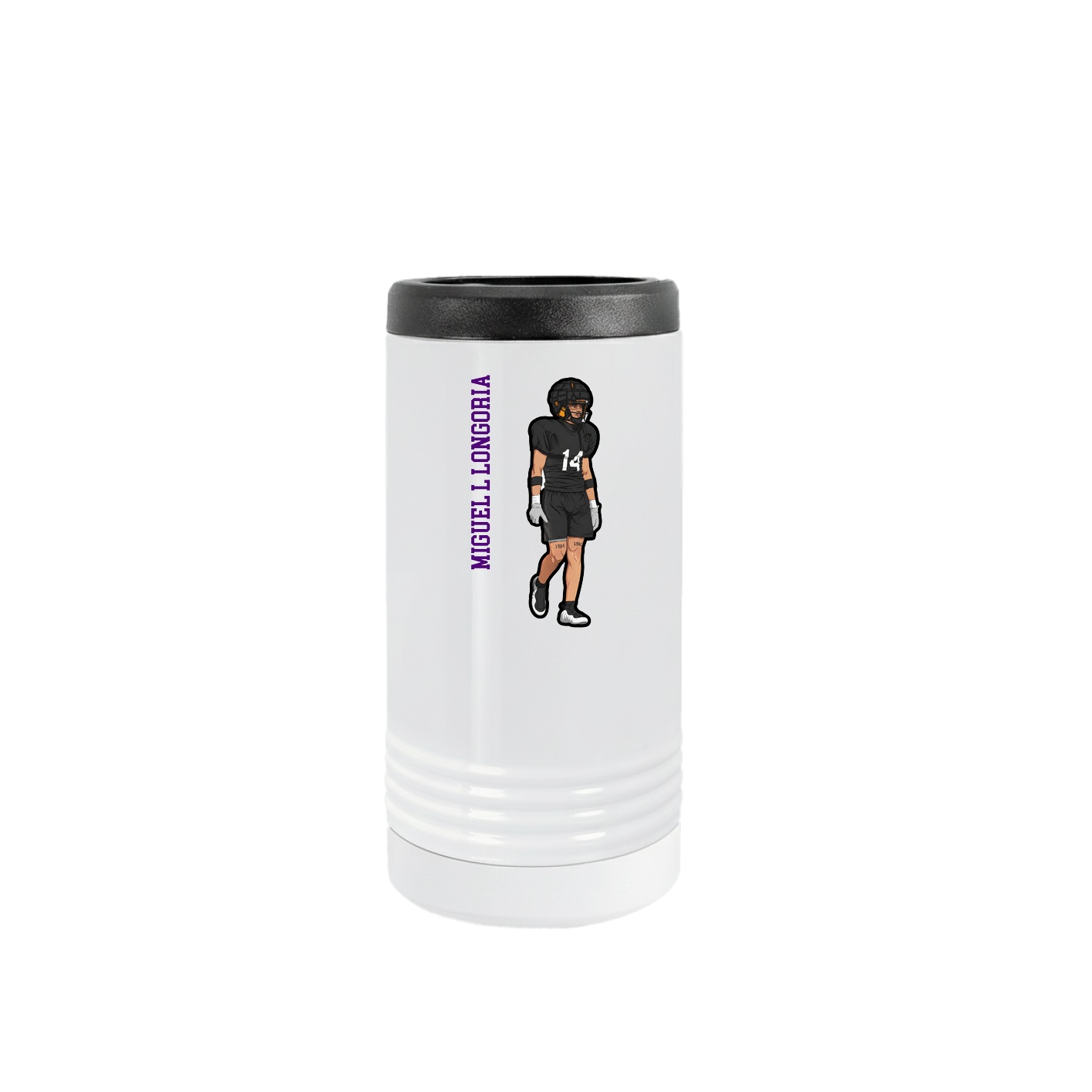 Slim Beverage Holder — Name Vertical in White