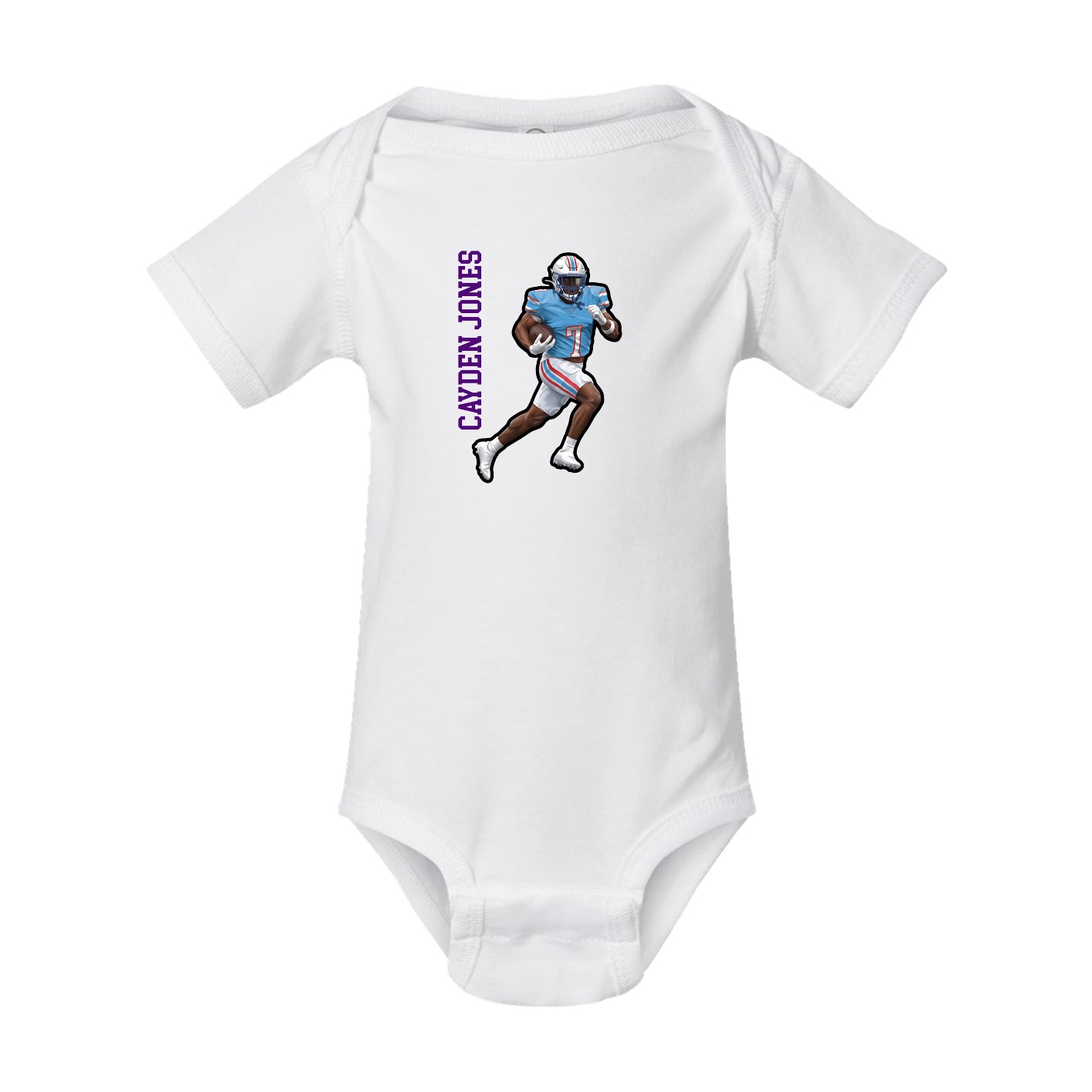 Baby Onesie — Name Vertical in White