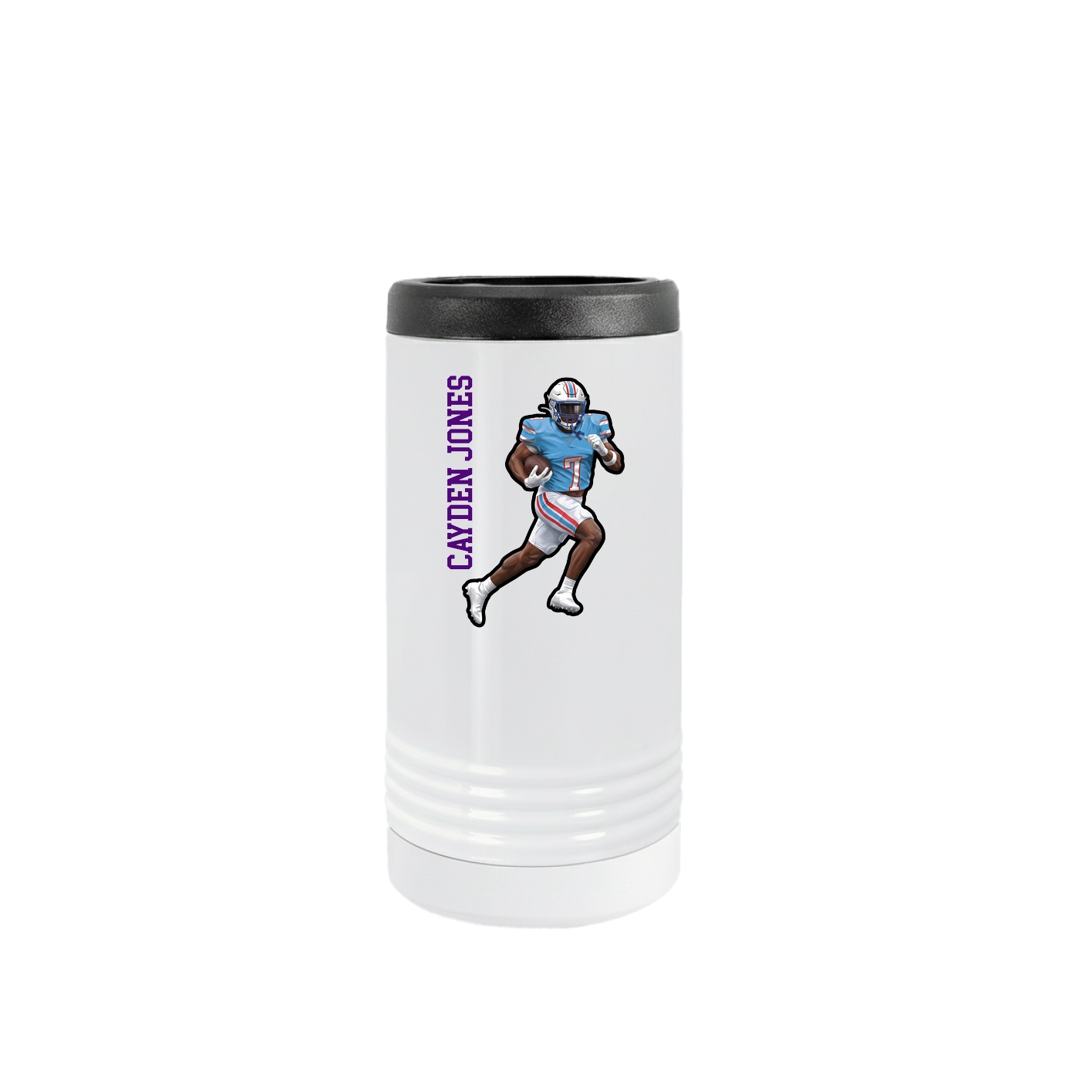 Slim Beverage Holder — Name Vertical in White