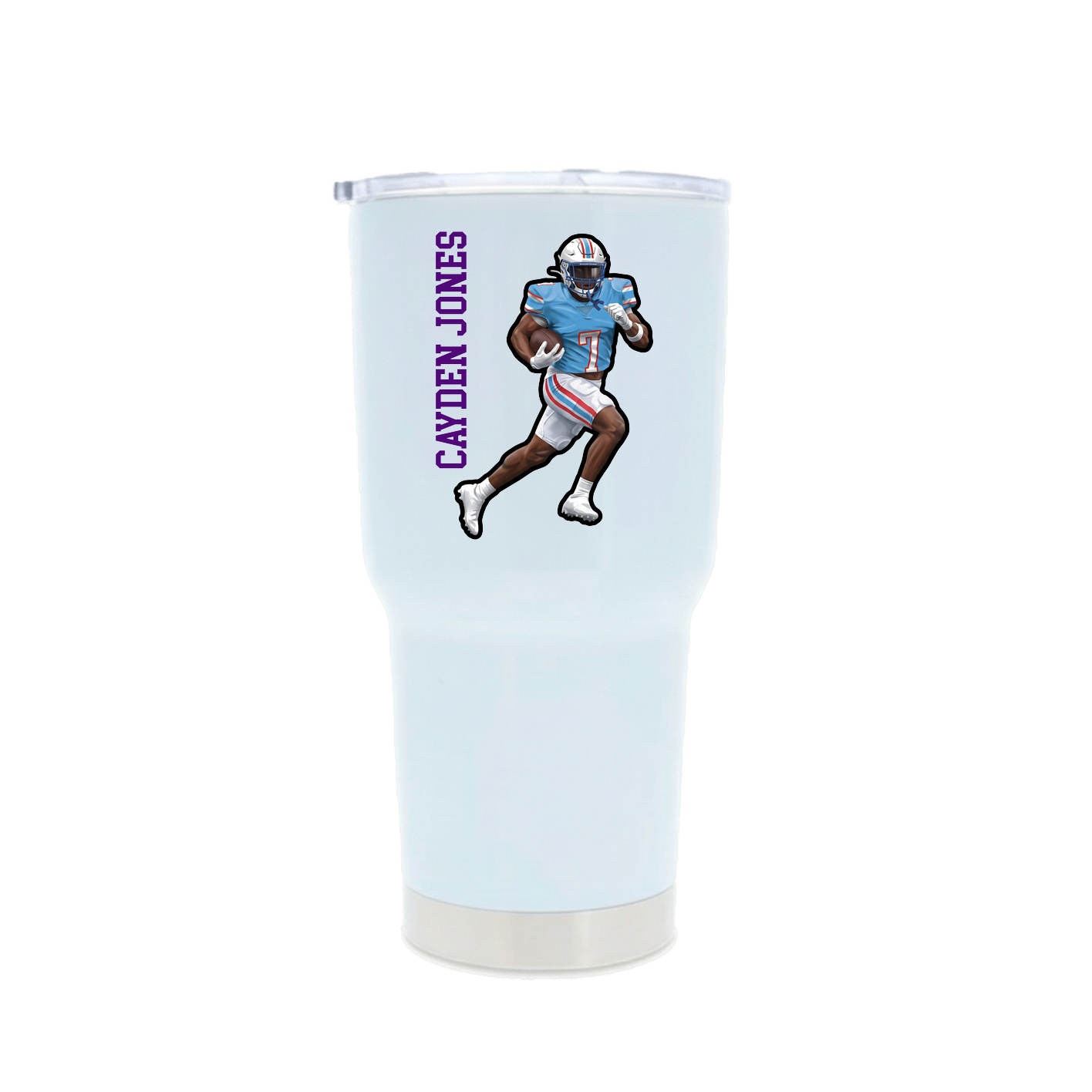30oz Stainless Steel Tumbler — Name Vertical in White