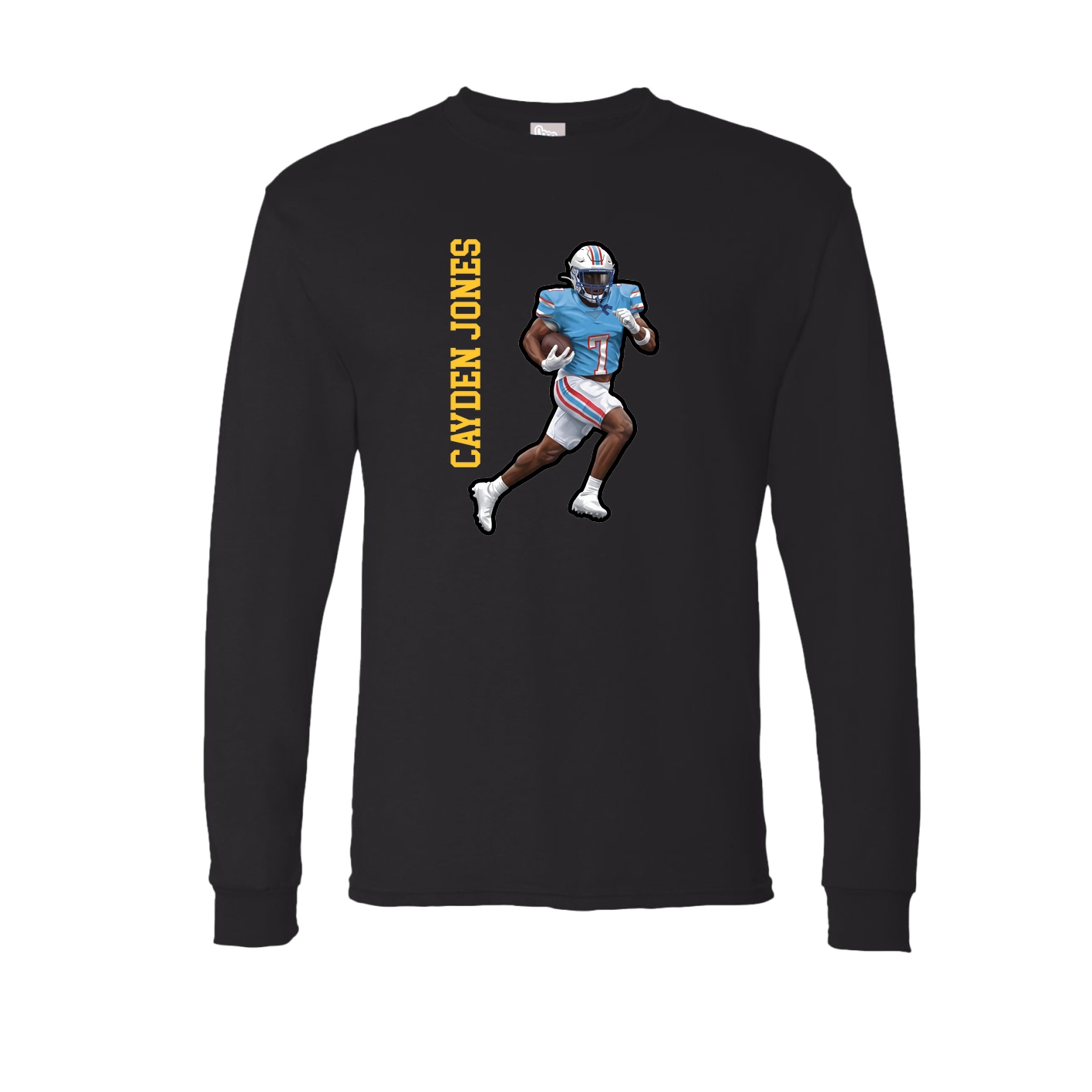 Long Sleeve Tee — Name Vertical in Black