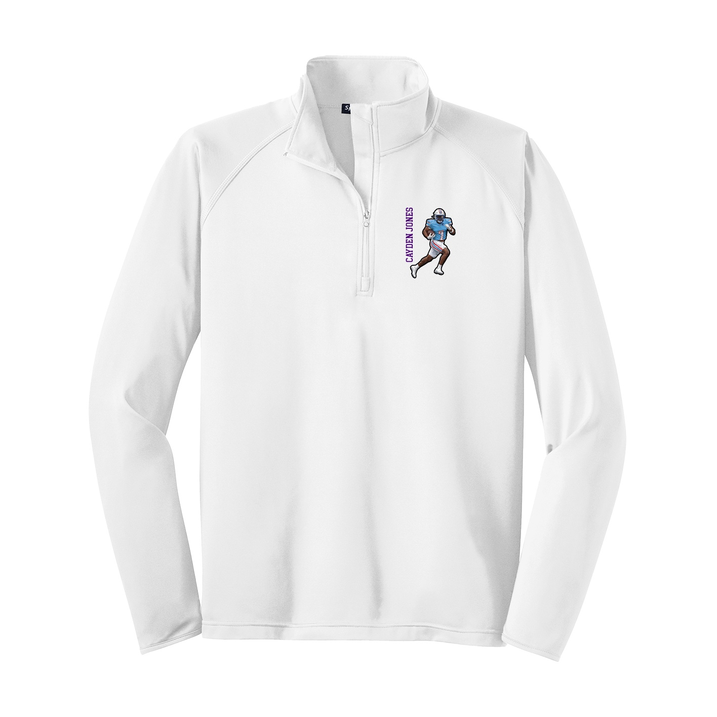 Q-Zip Pullover — Name Vertical in White