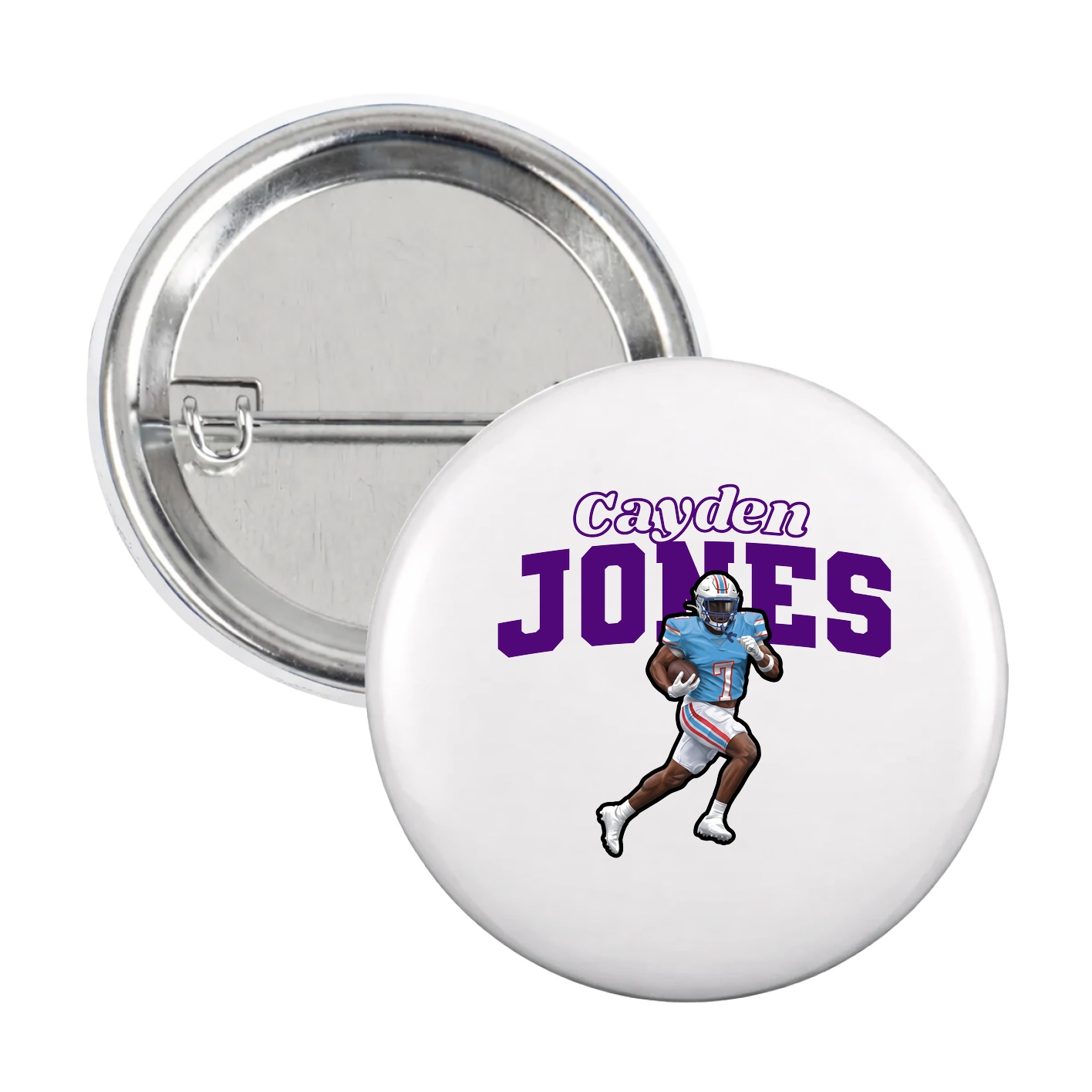 Game Day Button — Name Arch in White