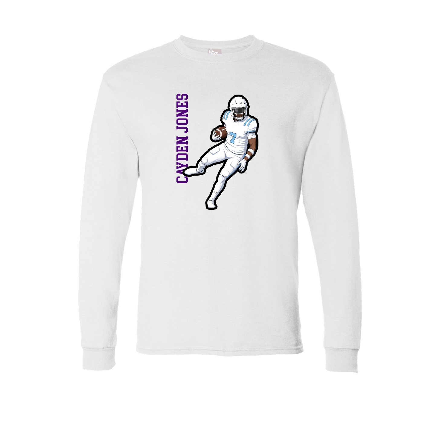 Long Sleeve Tee — Name Vertical in White
