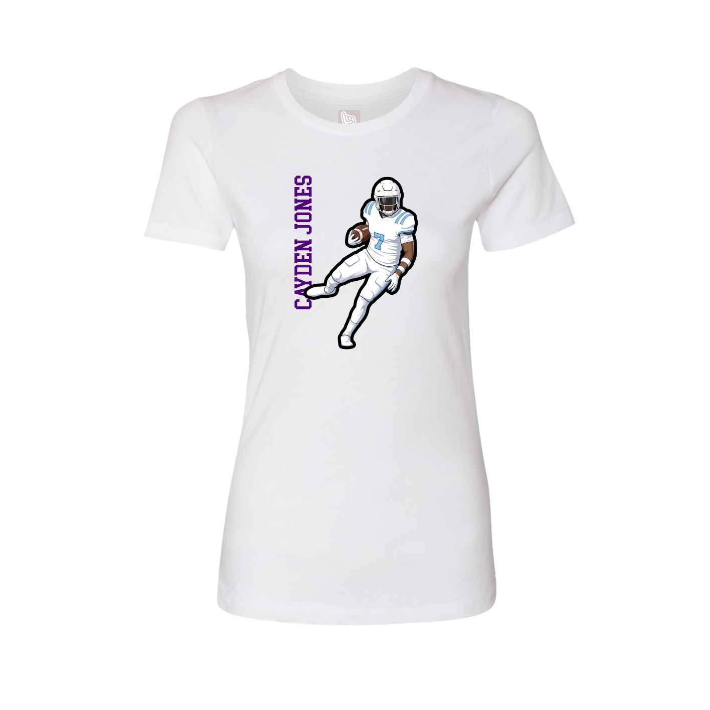 Fitted Women's Tee — Name Vertical in White